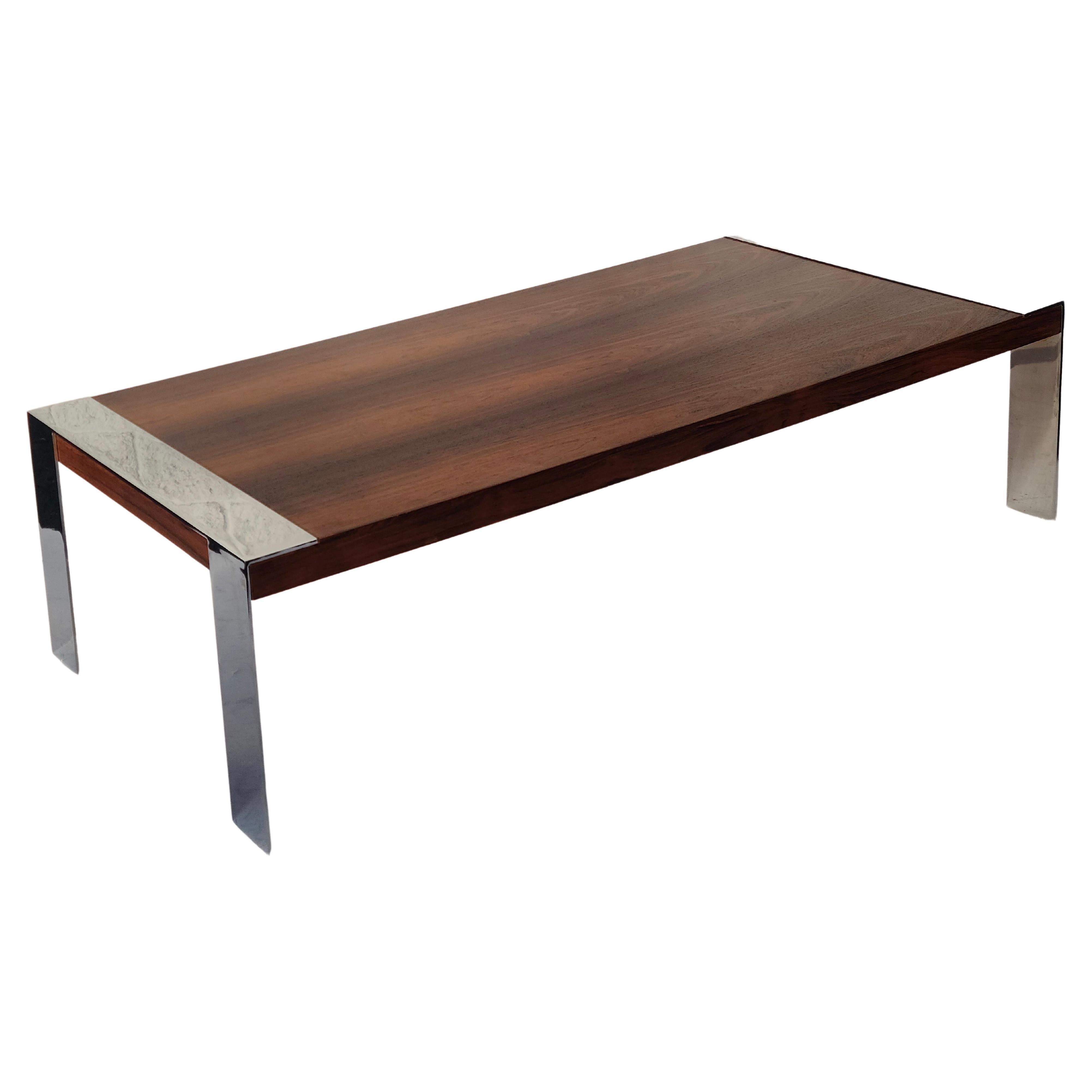 Rosewood Chrome Coffee Table in the style of Milo Baughman Thayer Coggin 2