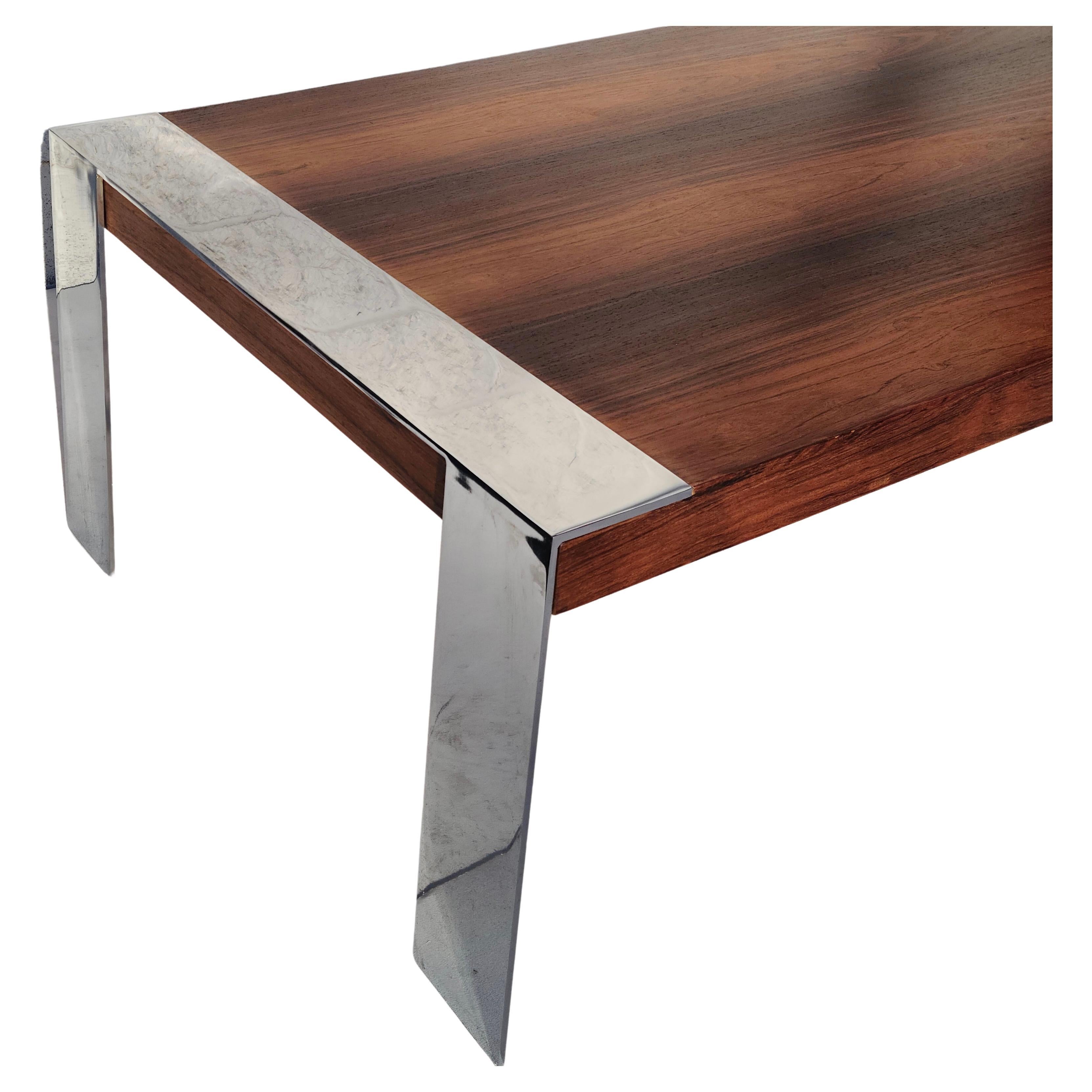 Rosewood Chrome Coffee Table in the style of Milo Baughman Thayer Coggin 4