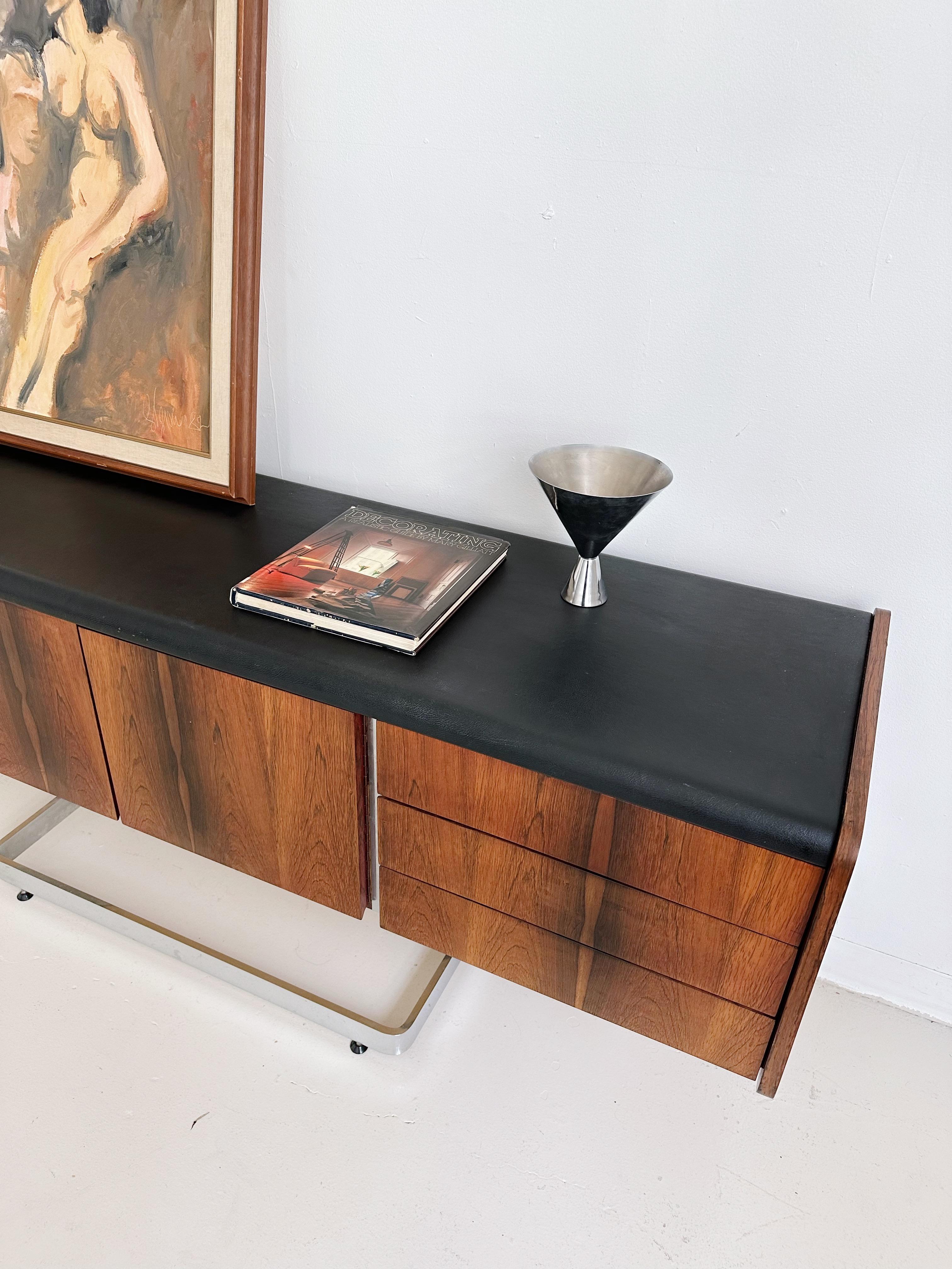 Rosewood & Chrome Credenza by Ste Marie + Laurent 4