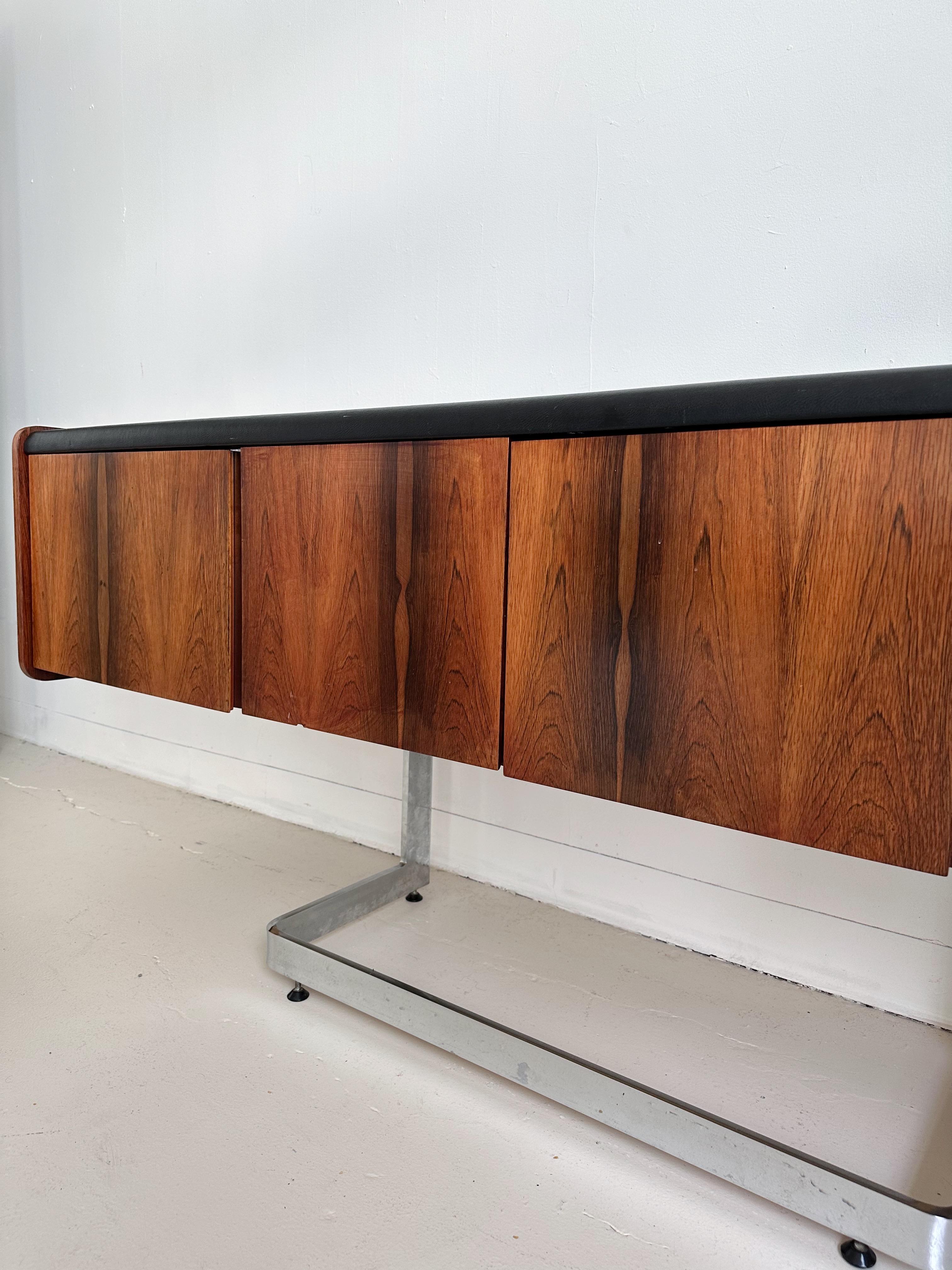 Rosewood & Chrome Credenza by Ste Marie + Laurent 5