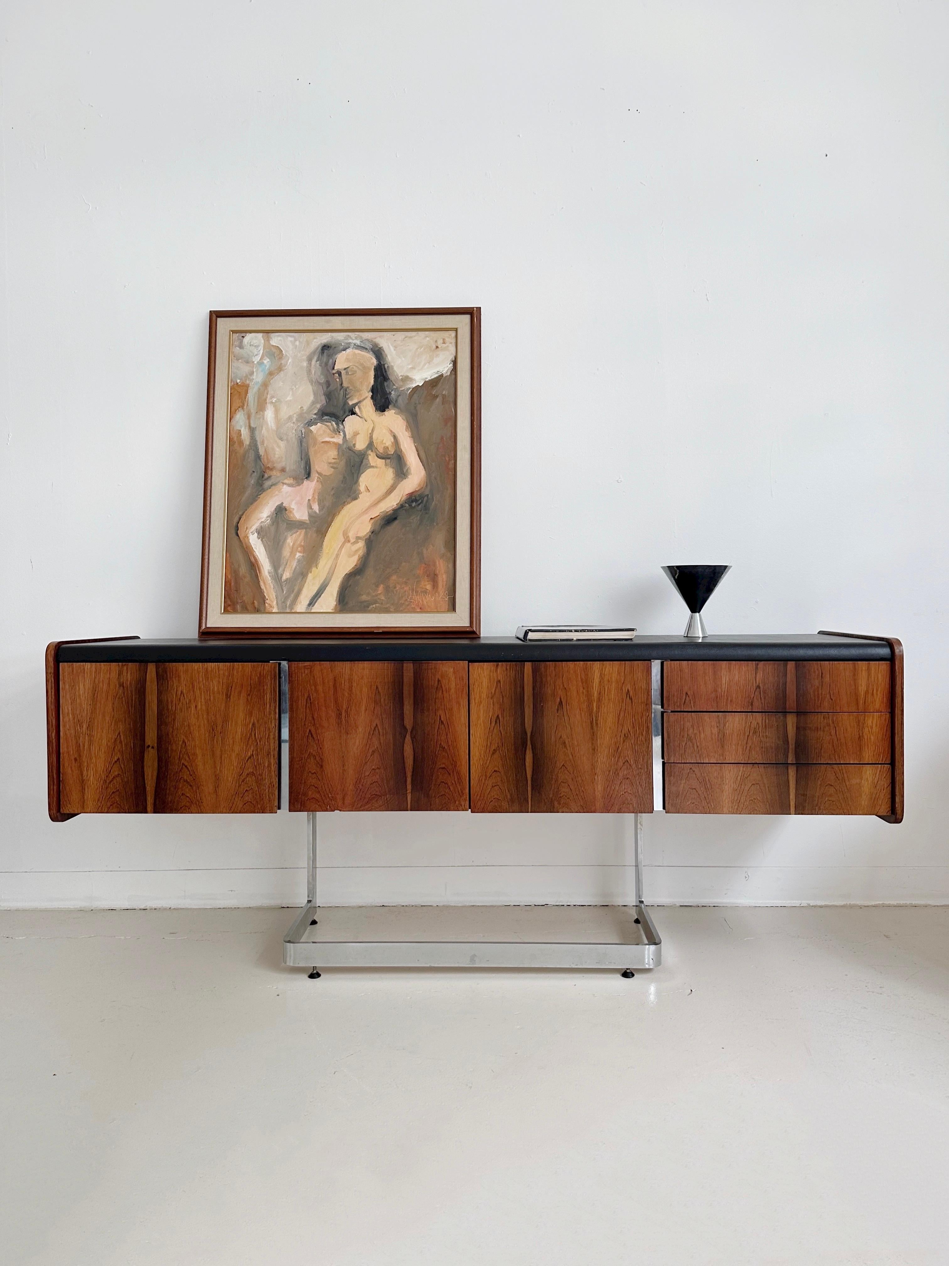 Rosewood & Chrome Credenza by Ste Marie + Laurent 6