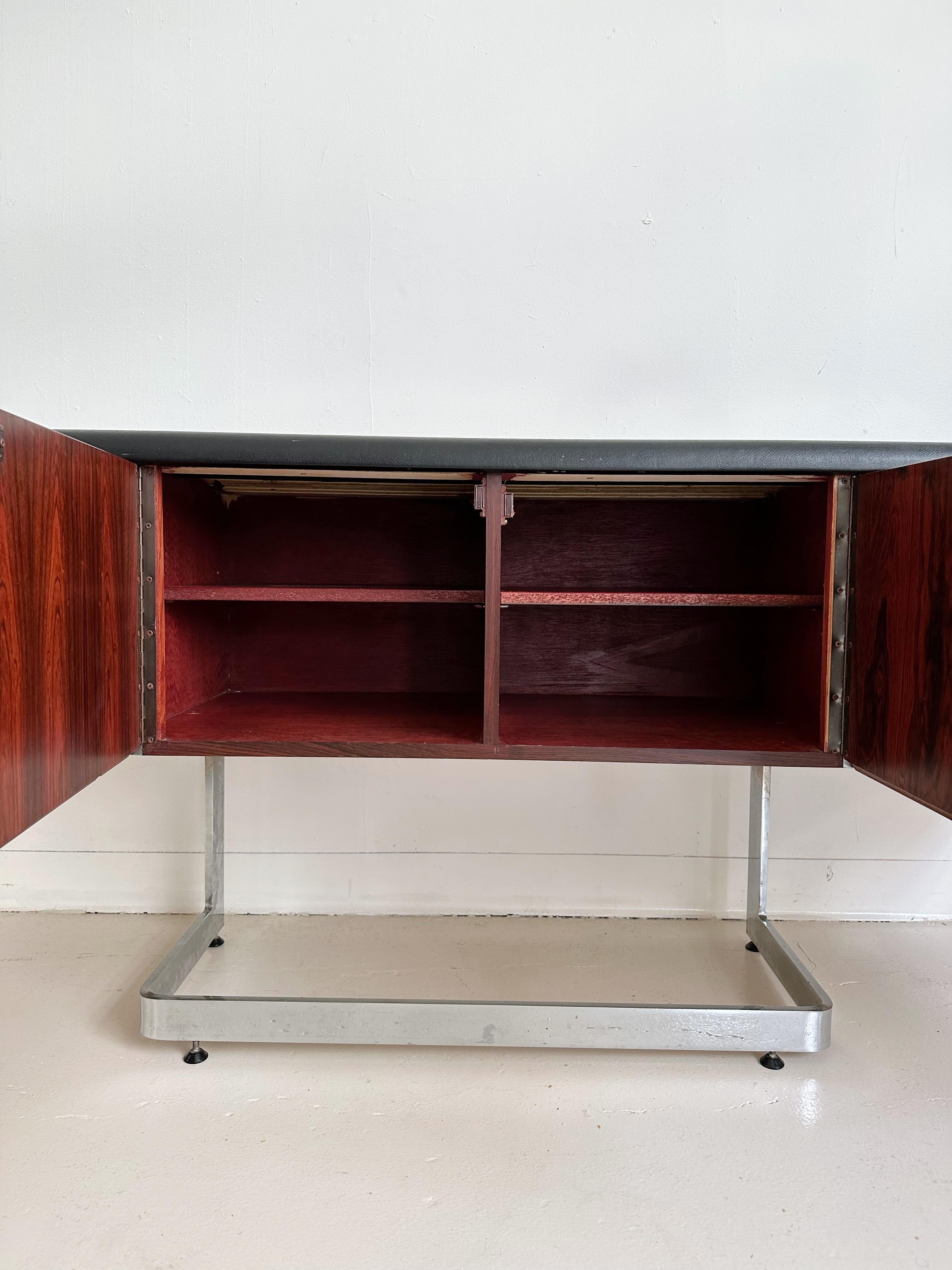 Mid-Century Modern Rosewood & Chrome Credenza by Ste Marie + Laurent