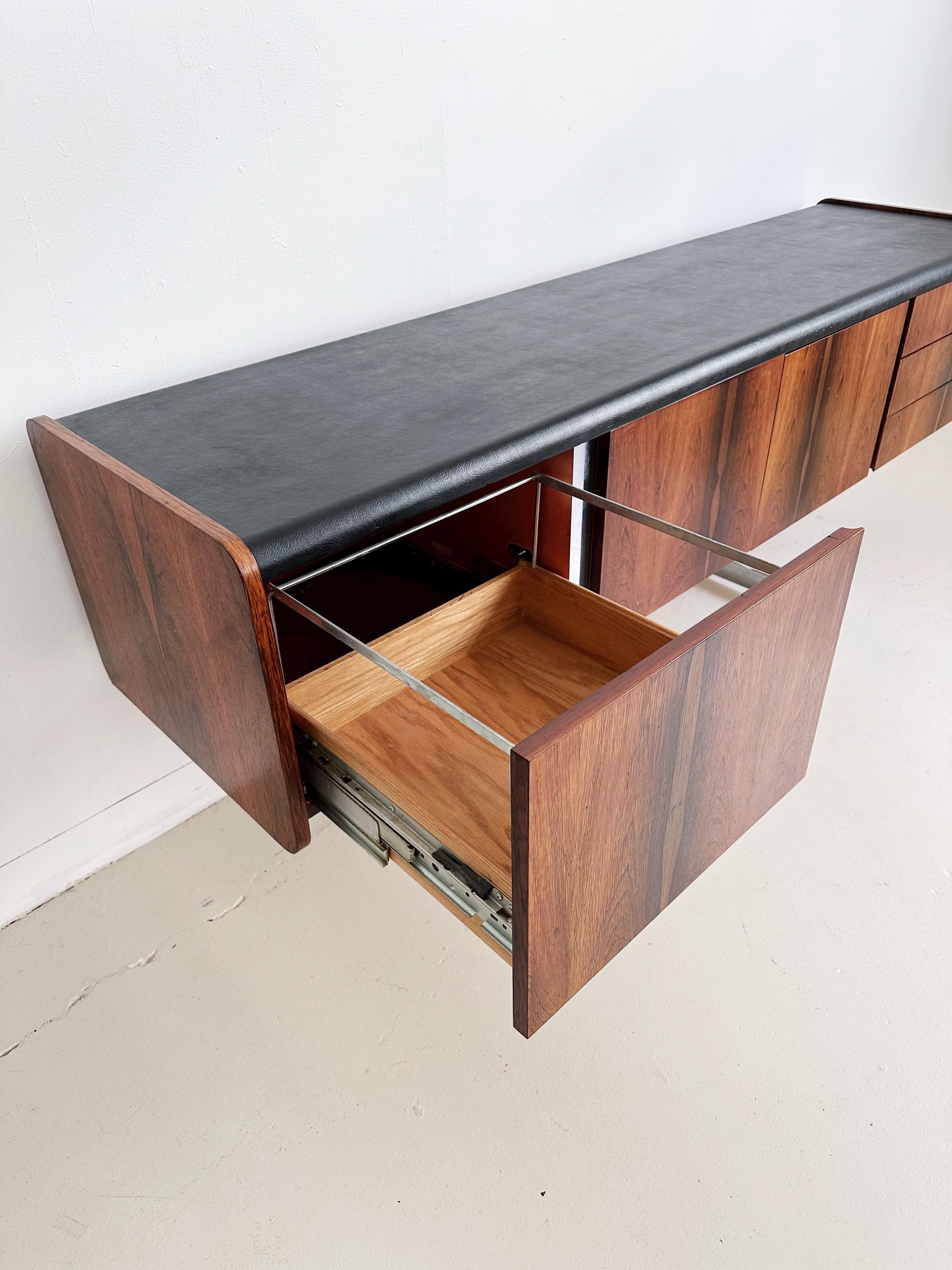 North American Rosewood & Chrome Credenza by Ste Marie + Laurent