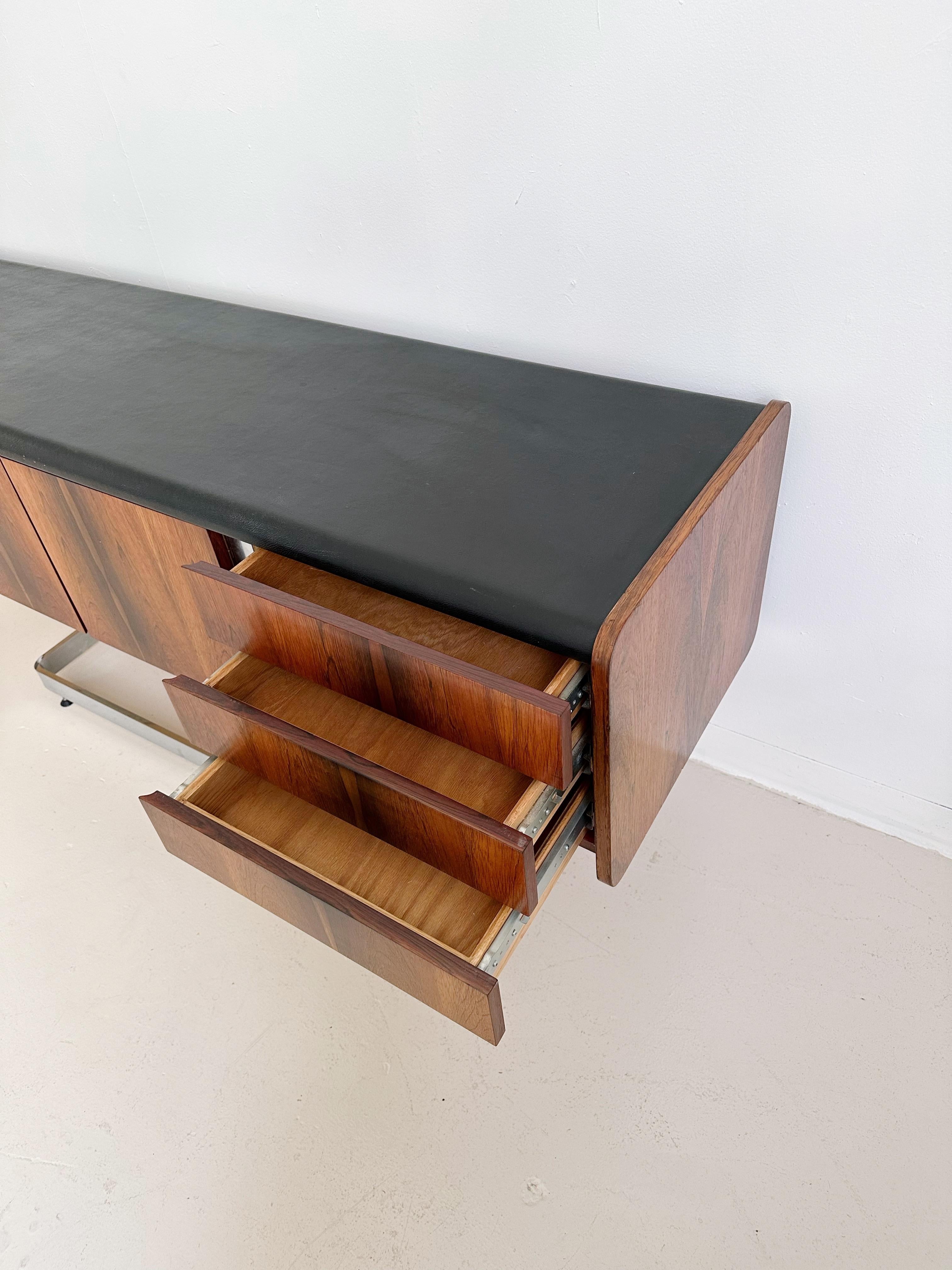 Rosewood & Chrome Credenza by Ste Marie + Laurent In Good Condition In Outremont, QC
