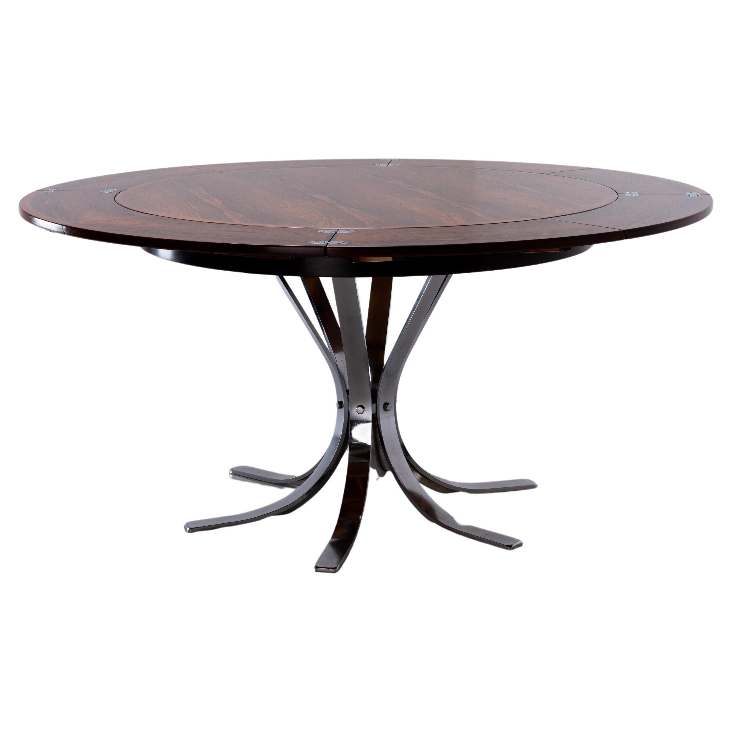 Rosewood & Chrome Lotus Dining / Center Table by Dyrlund, Denmark 1970s