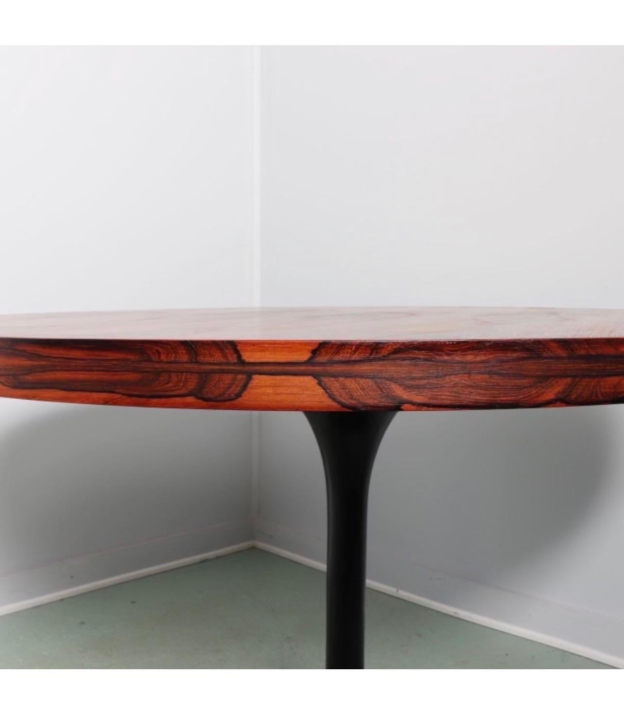 American Rosewood Circular Dining or Foyer Table by Milo Baughman with Black Tulip Base
