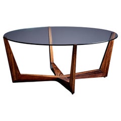 Rosewood Coffee Table with Glass Top by Wilhelm Renz