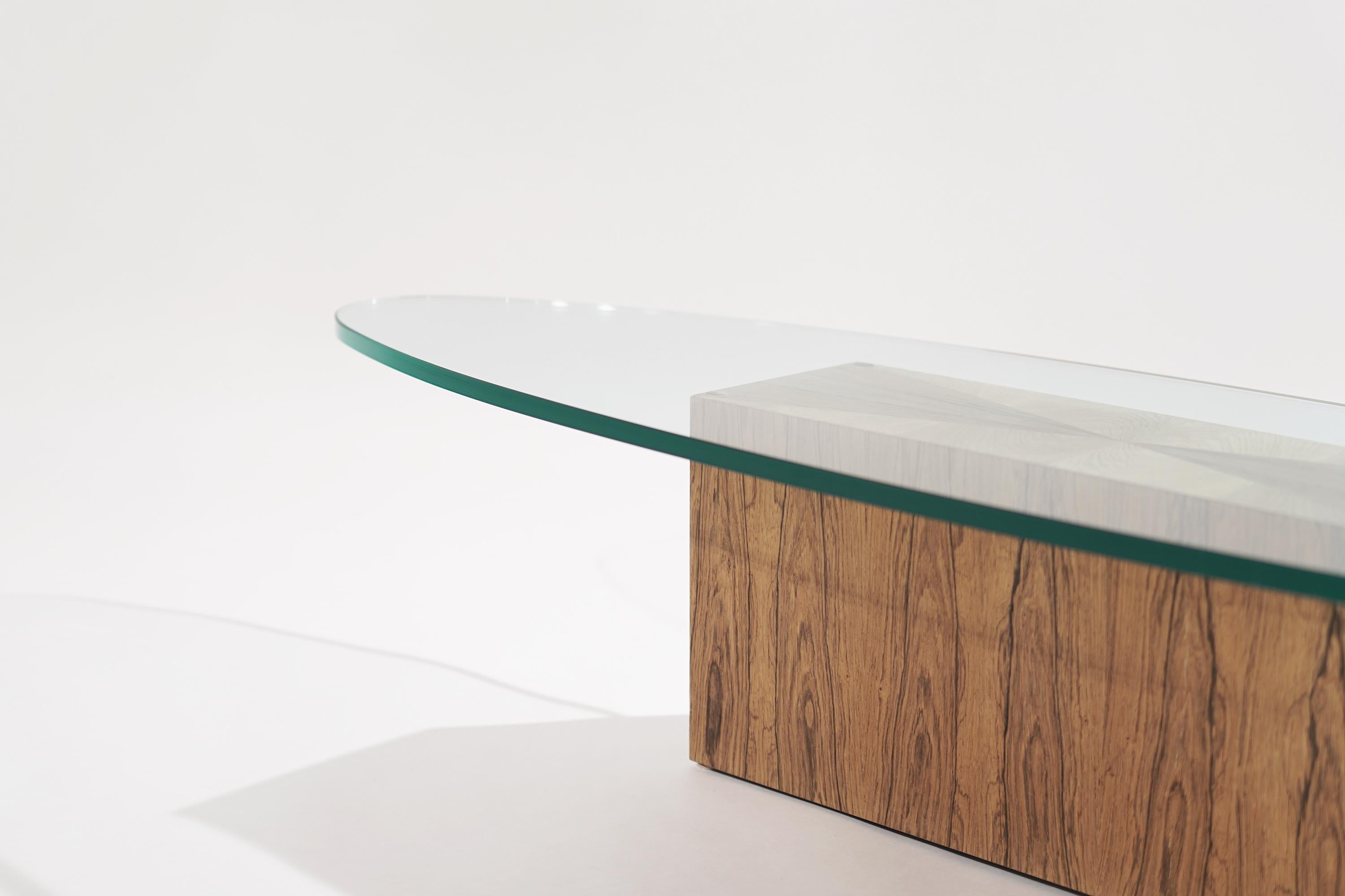 Glass Rosewood Coffee Table by Harvey Probber, 1950s
