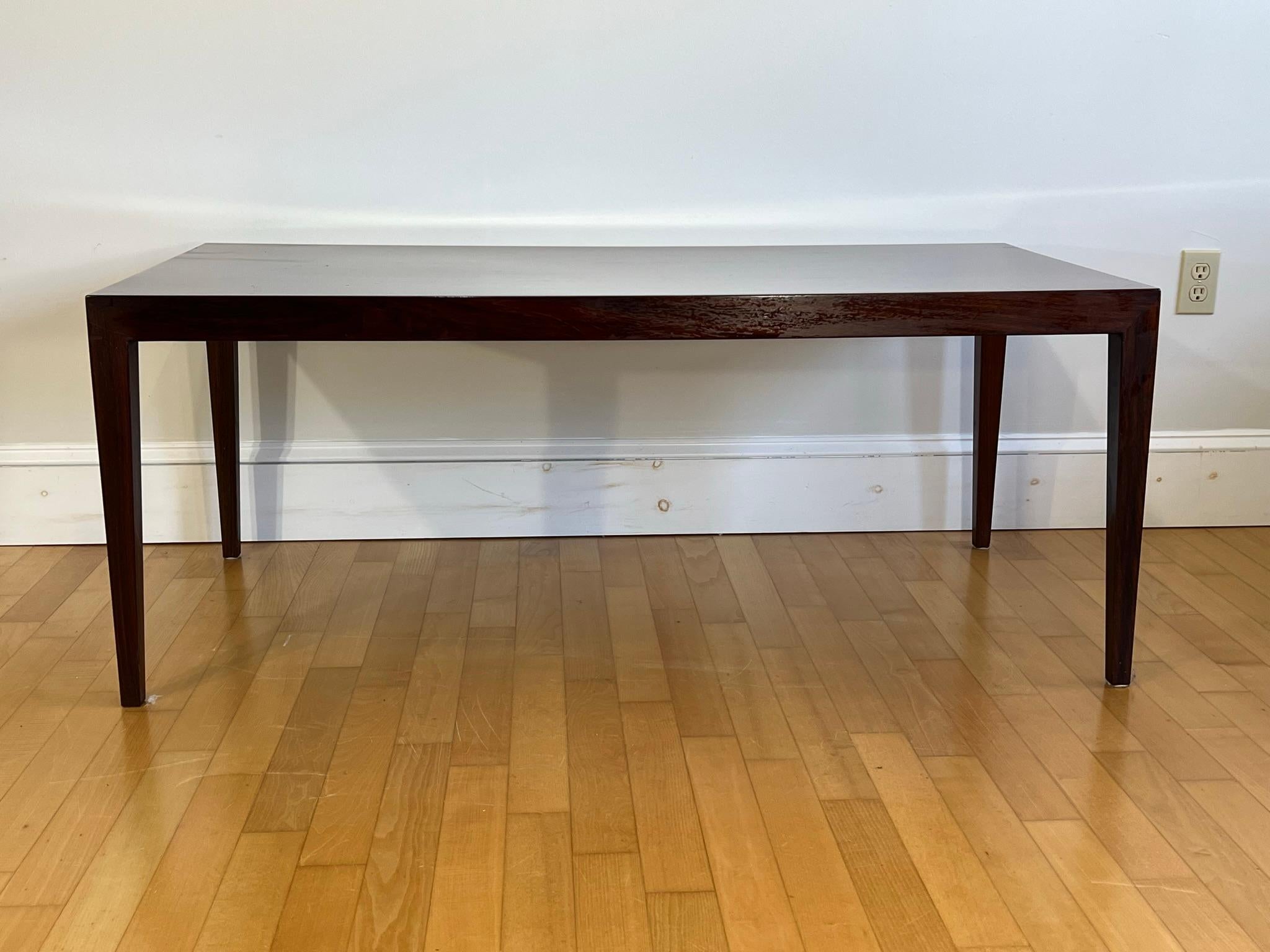 Rosewood Coffee Table by Severin Hansen Jr. for Haslev In Excellent Condition For Sale In Belmont, MA