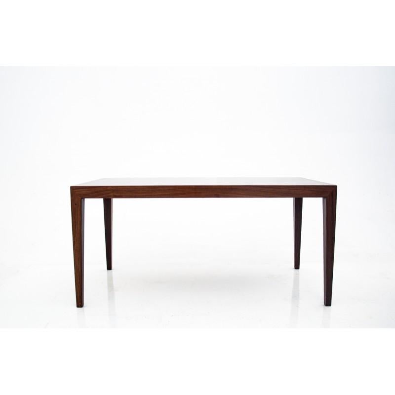 Coffee table in rosewood designed by Severin Hansen Jr. and manufactured by Haslev furniture factory in the 1960s. Excellent construction details with the triangular joinery. After wood renovation. Perfect condition.