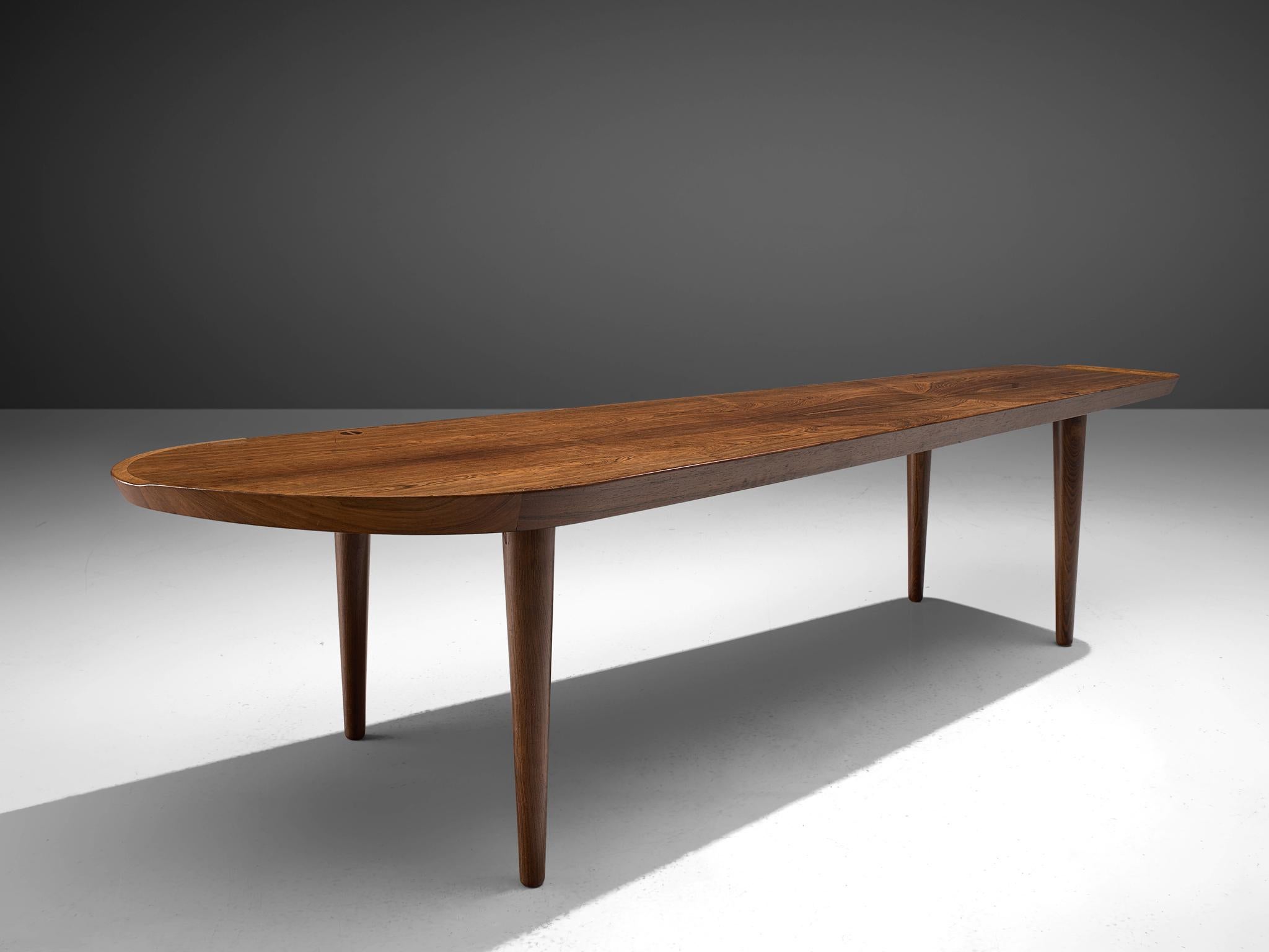 Rosewood Highly Unusual Arne Hovmand-Olsen Coffee Table in rosewood, Denmark, 1960s