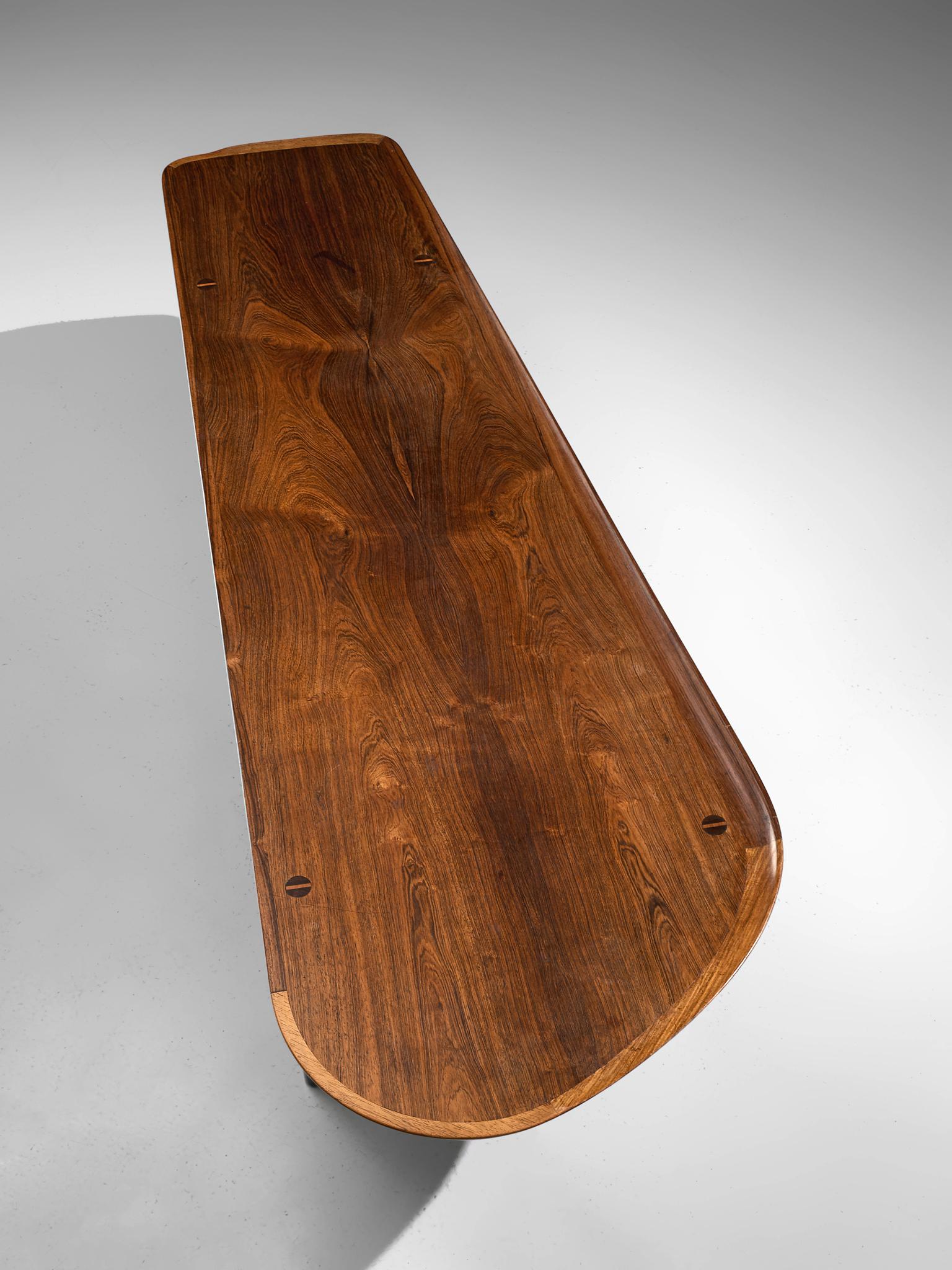 Highly Unusual Arne Hovmand-Olsen Coffee Table in rosewood, Denmark, 1960s 1