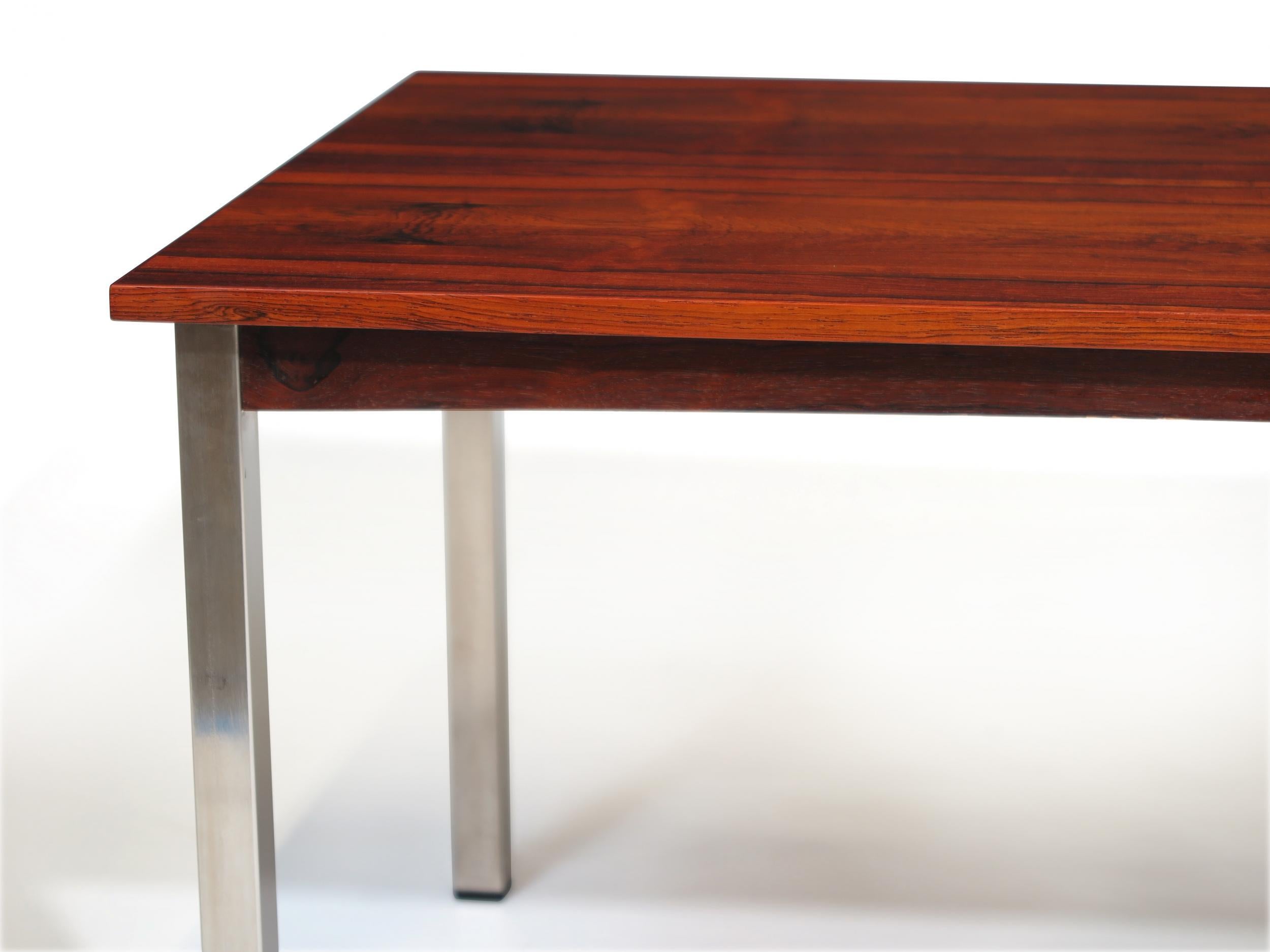 Danish Rosewood Coffee Table on Metal Legs For Sale