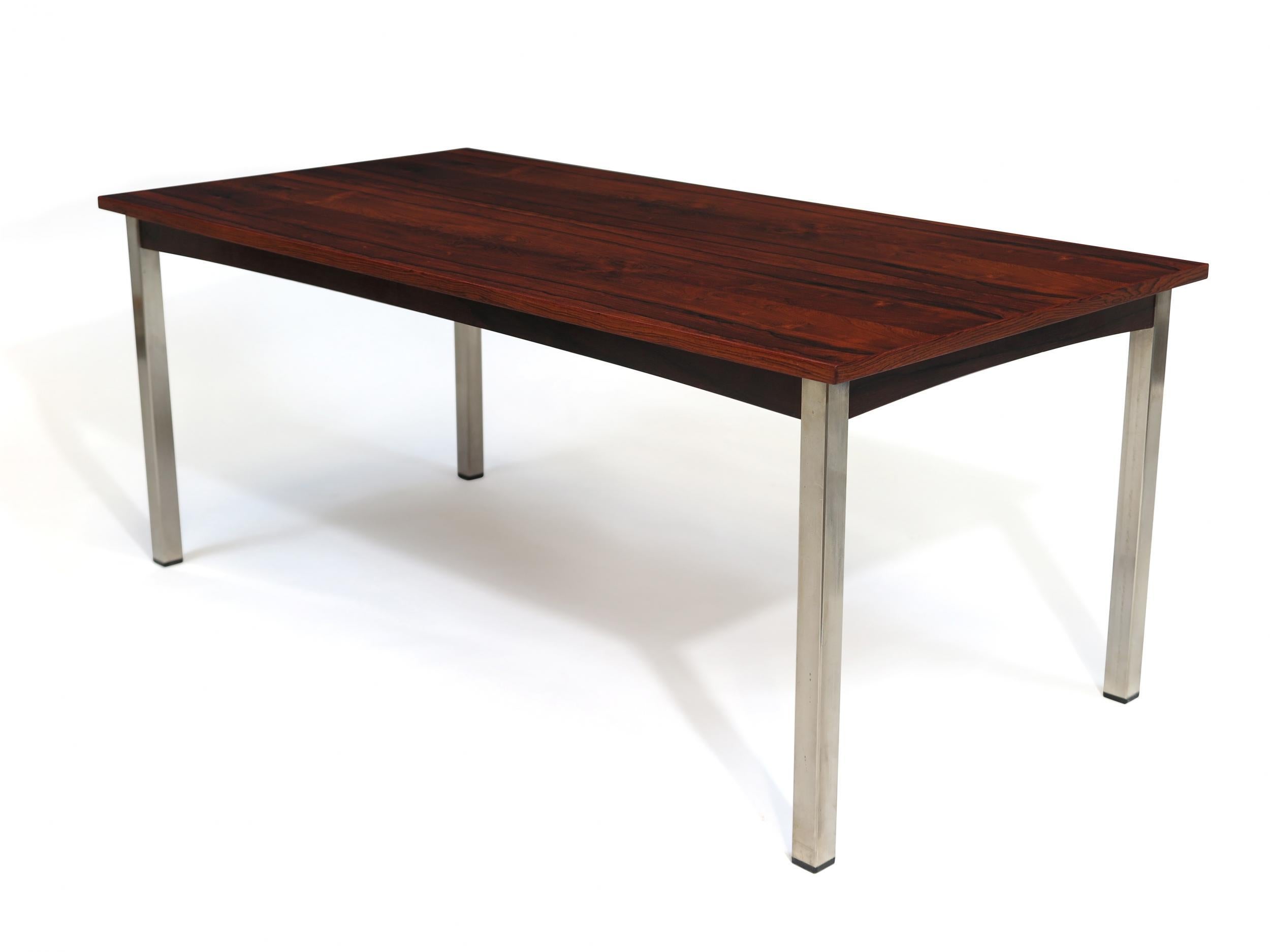 Rosewood Coffee Table on Metal Legs For Sale 1