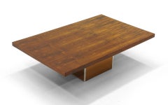 Rosewood Coffee Table with Bronze Mirror Base by Milo Baughman. Rectangle Top