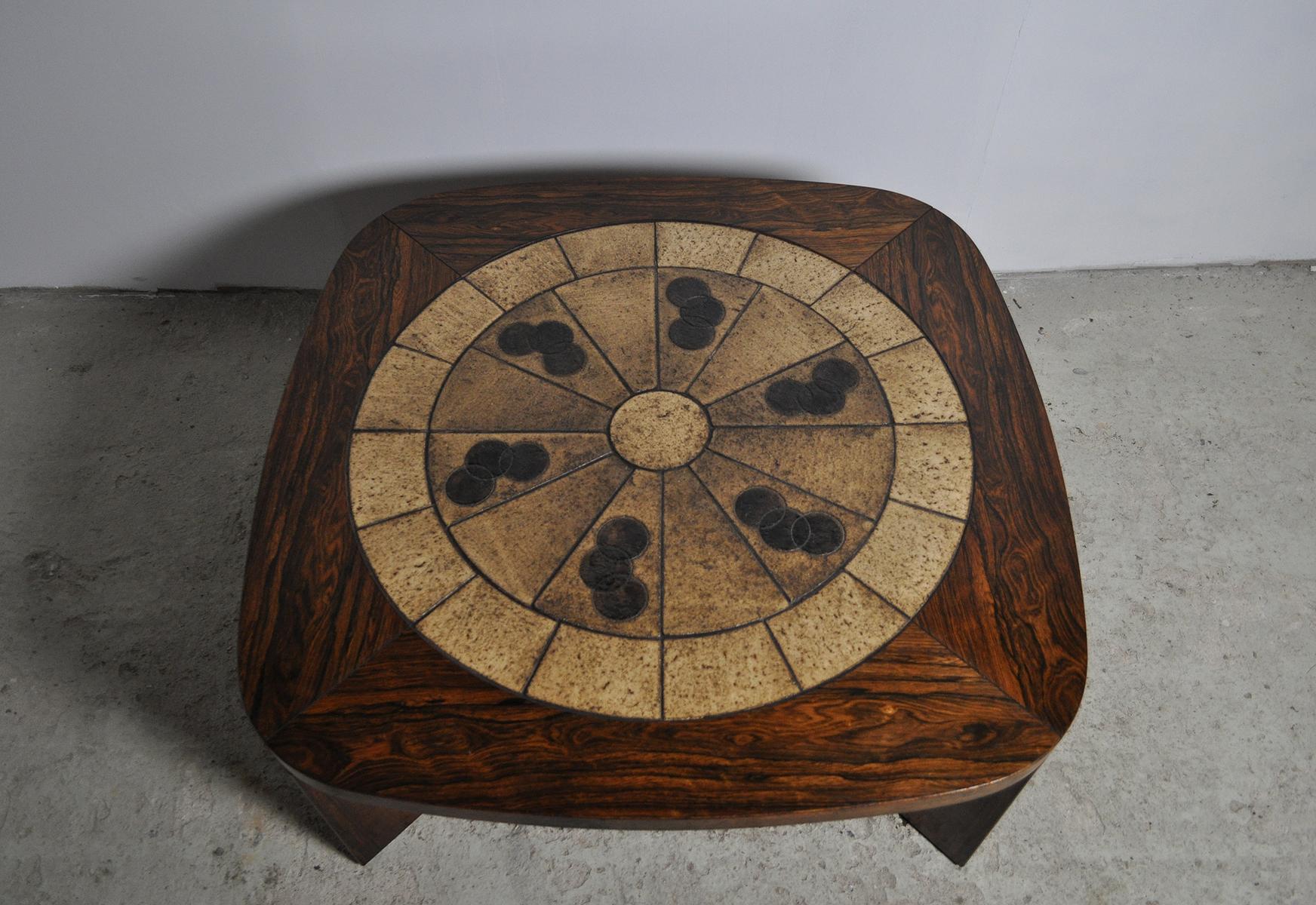 Danish Rosewood Coffee Table with Ceramic Tiles, 1970s For Sale