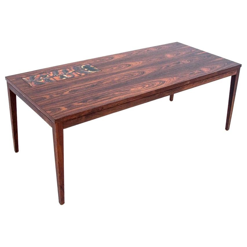 Table basse en bois de rose avec céramique, design danois, années 1960