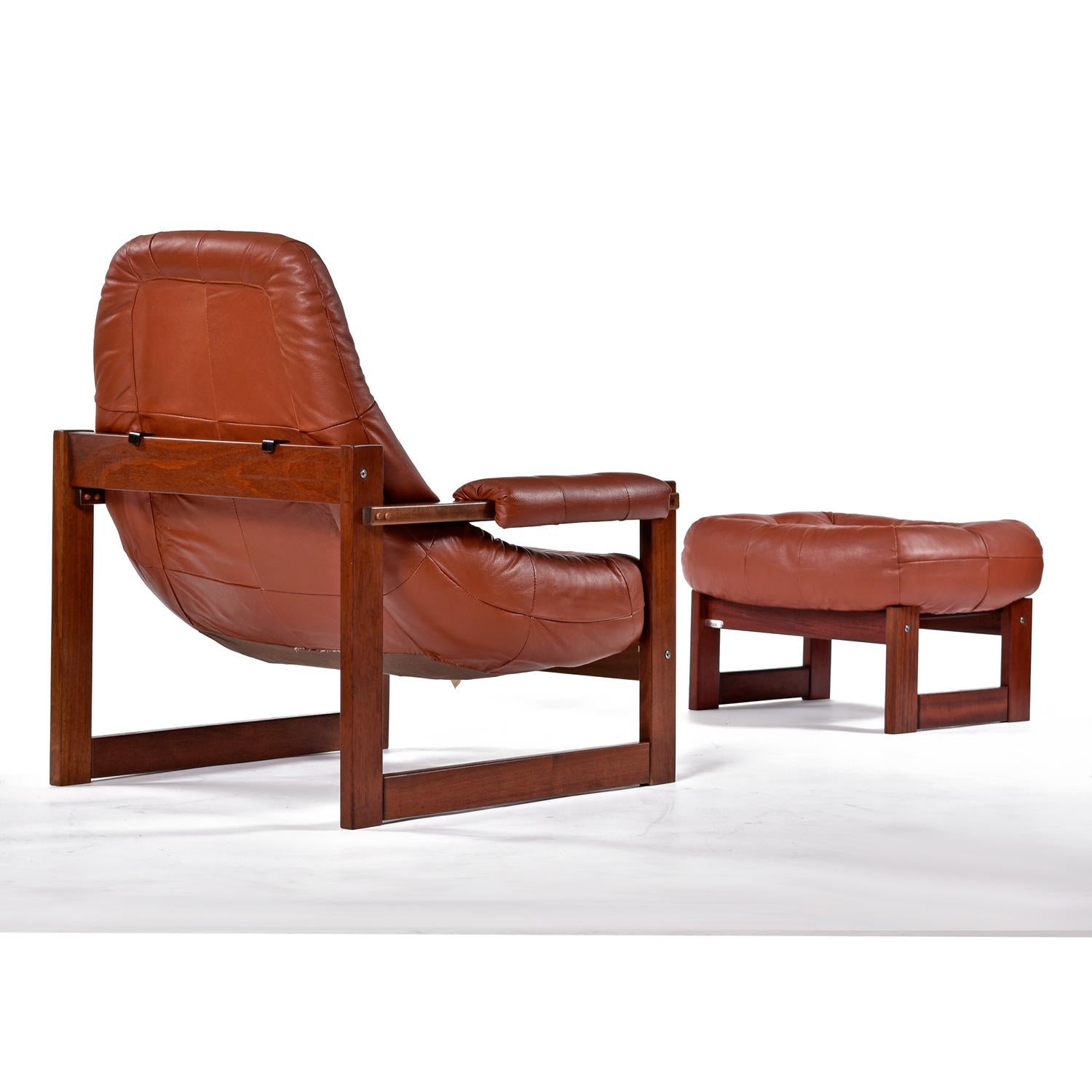 Mid-Century Modern Rosewood & Cognac Leather Mp-163 