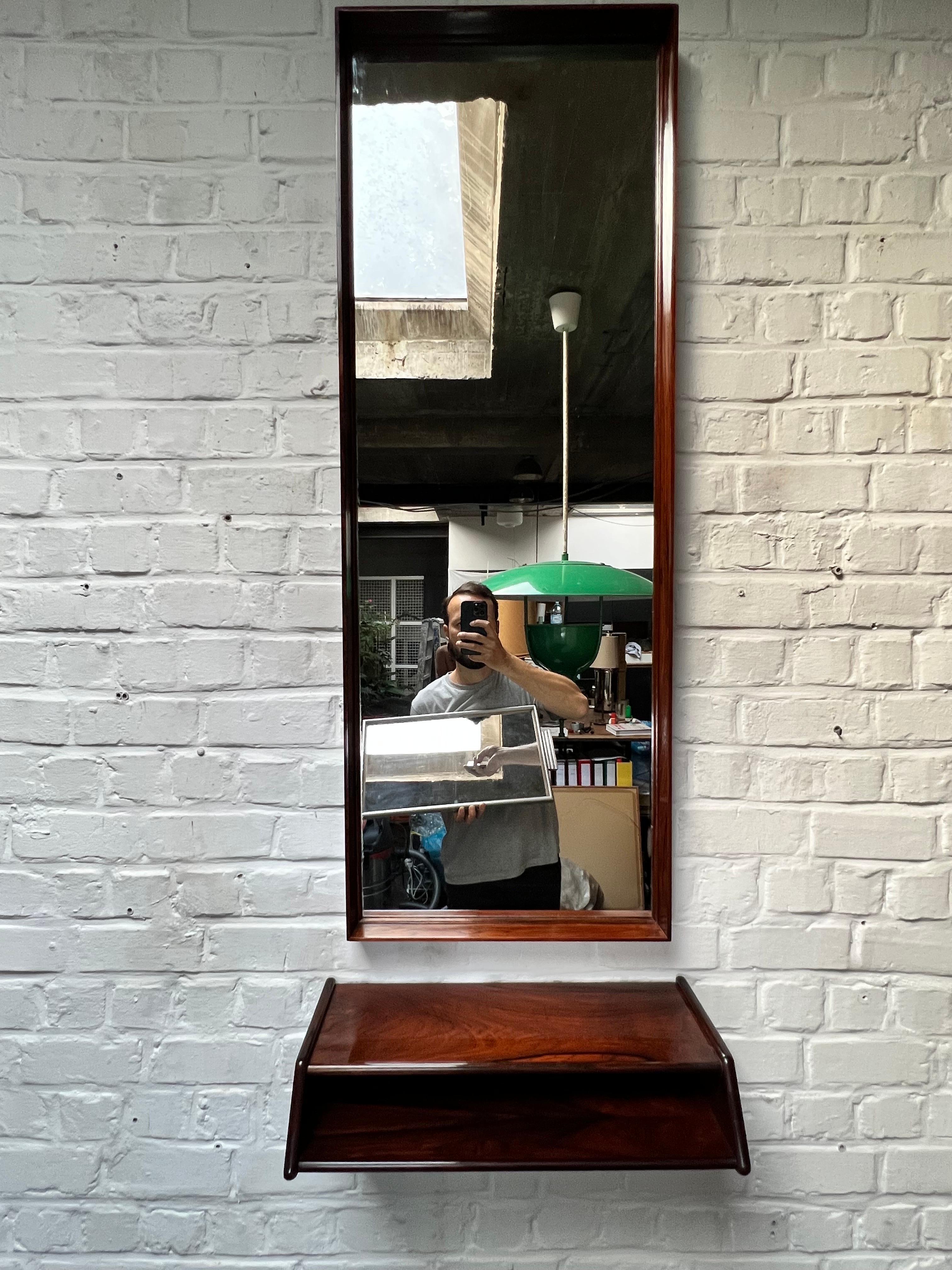 Rosewood console and mirror by Arch. Kai Kristiansen, Denmark 1950s, Rare 5