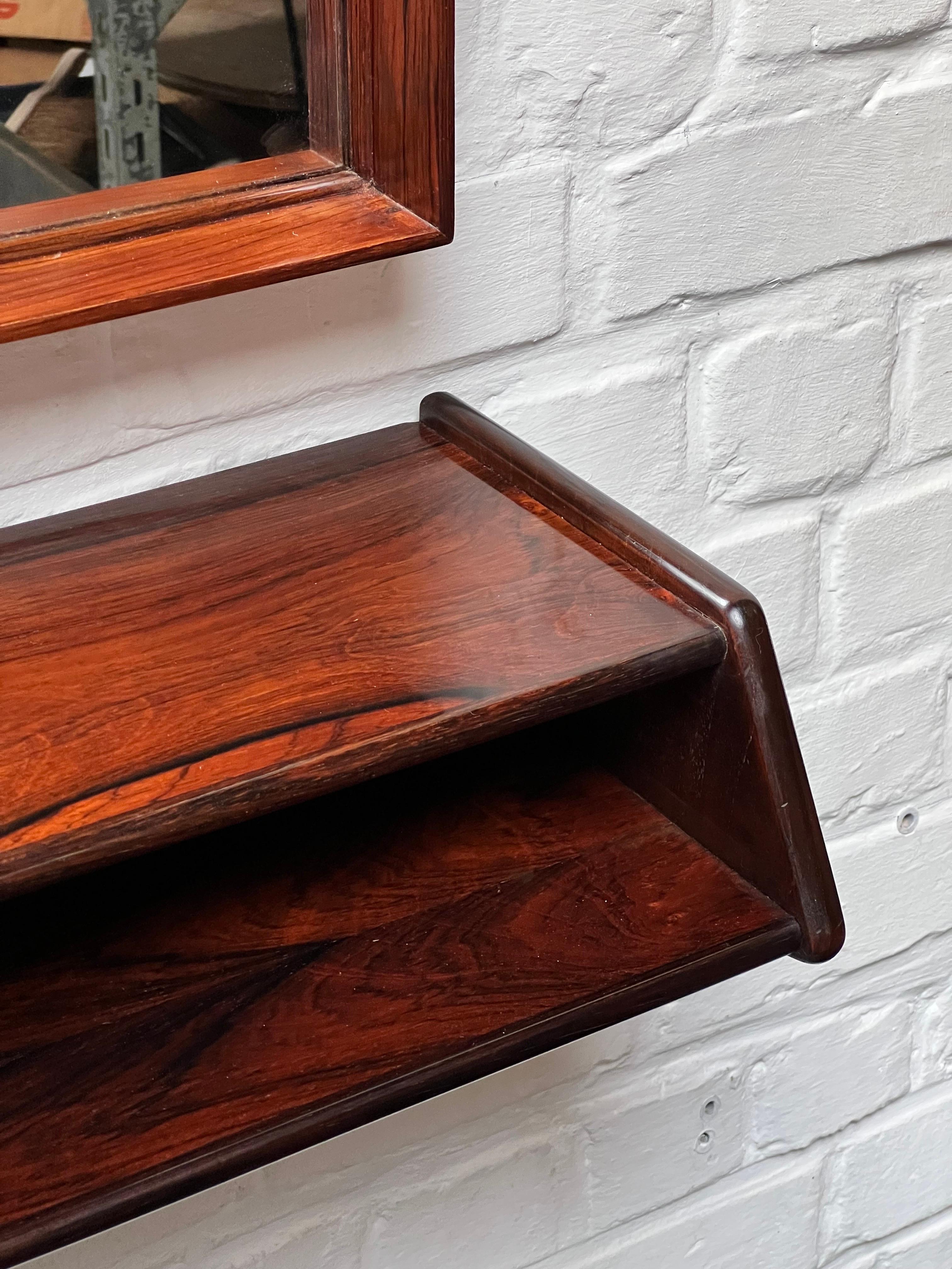 Danish Rosewood console and mirror by Arch. Kai Kristiansen, Denmark 1950s, Rare