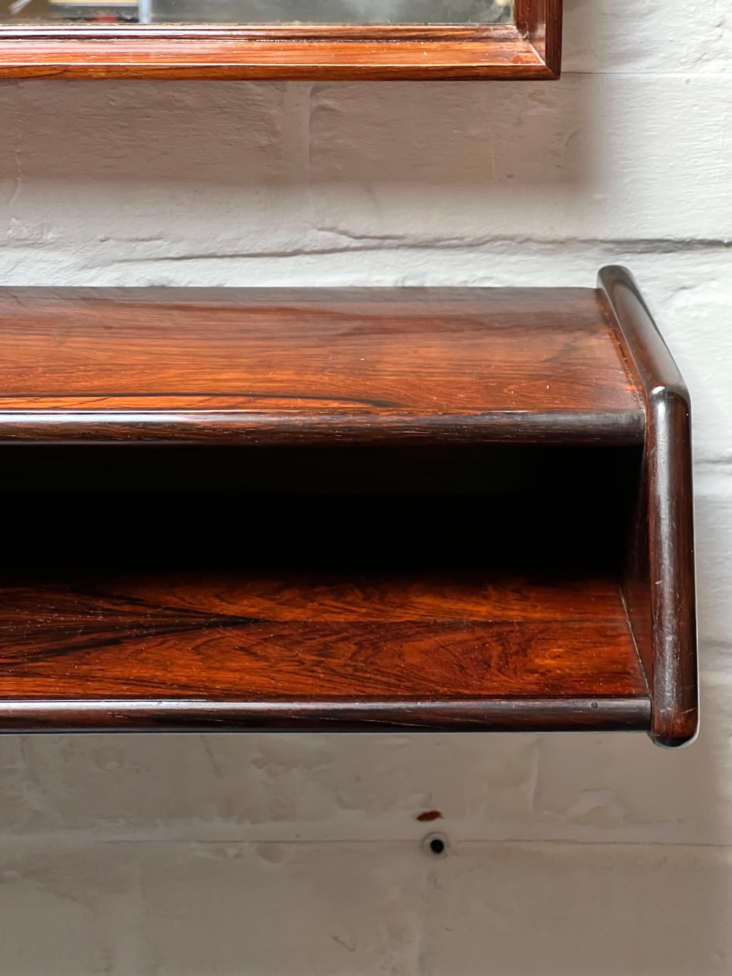 Rosewood console and mirror by Arch. Kai Kristiansen, Denmark 1950s, Rare In Excellent Condition In Forest, BE