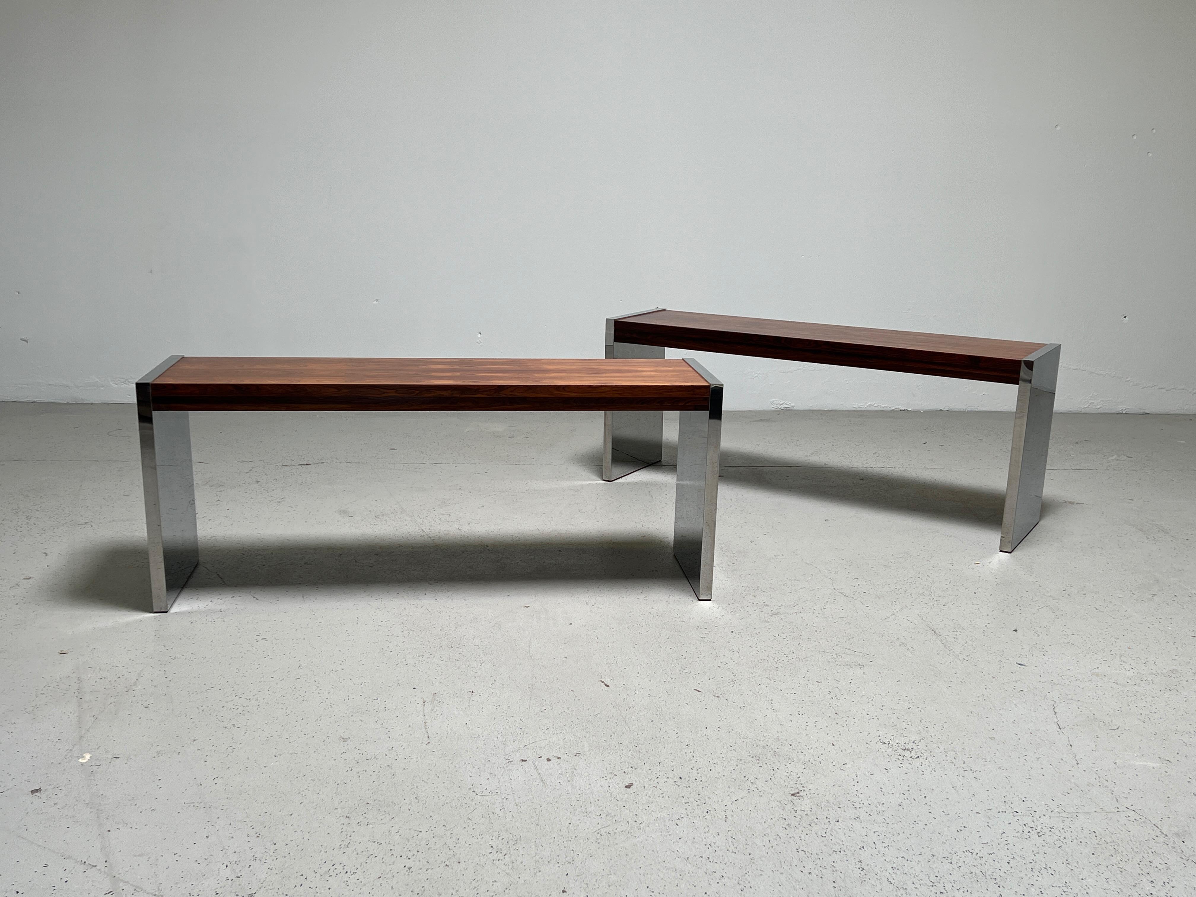 Rosewood Console Tables by Dunbar In Good Condition In Dallas, TX