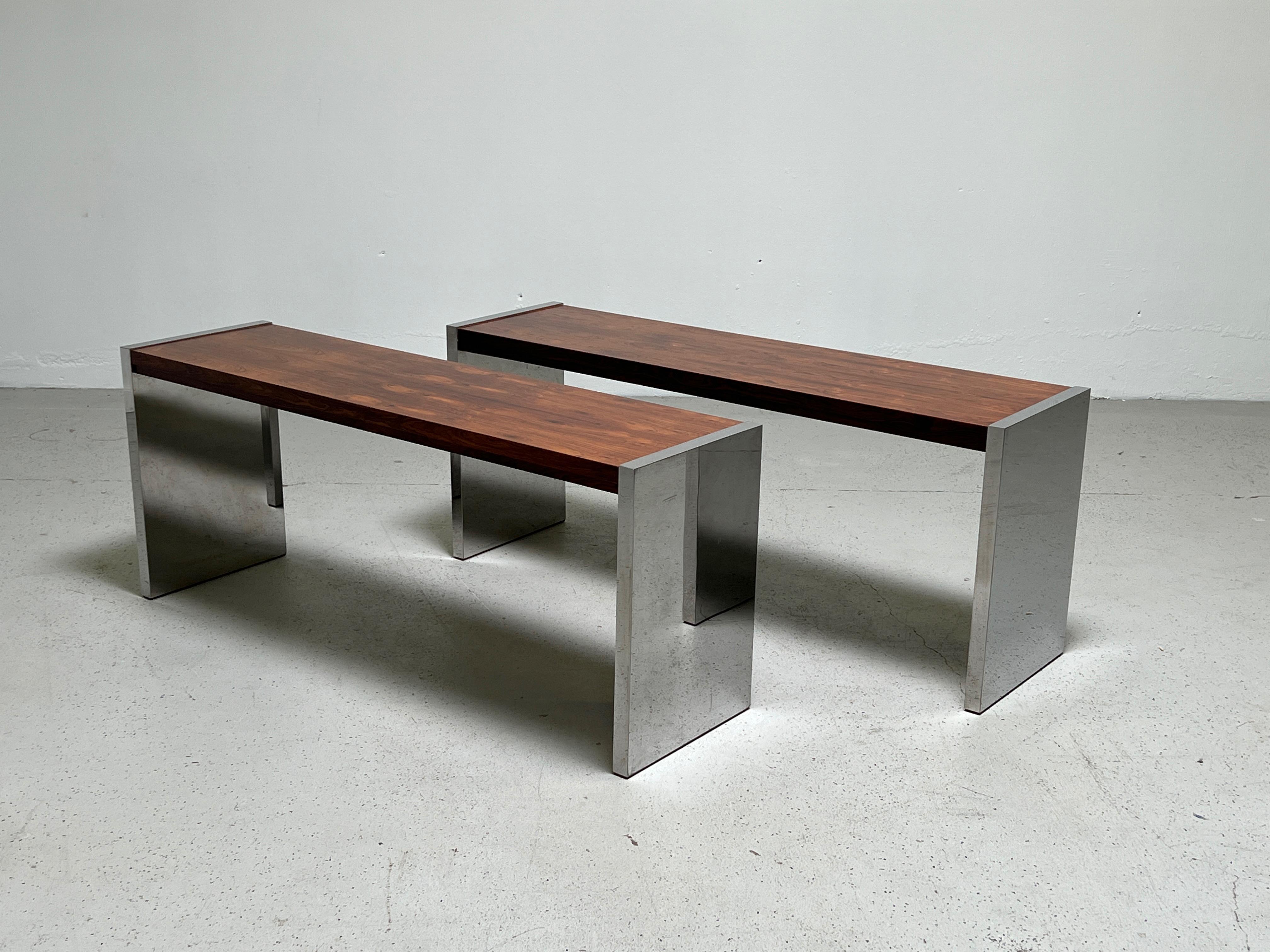 Late 20th Century Rosewood Console Tables by Dunbar