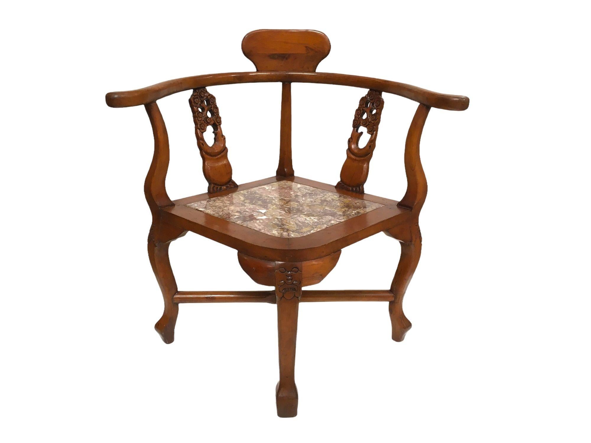 Rosewood Horseshoe Chair with Marble Seat by James Mont, Pair For Sale 4