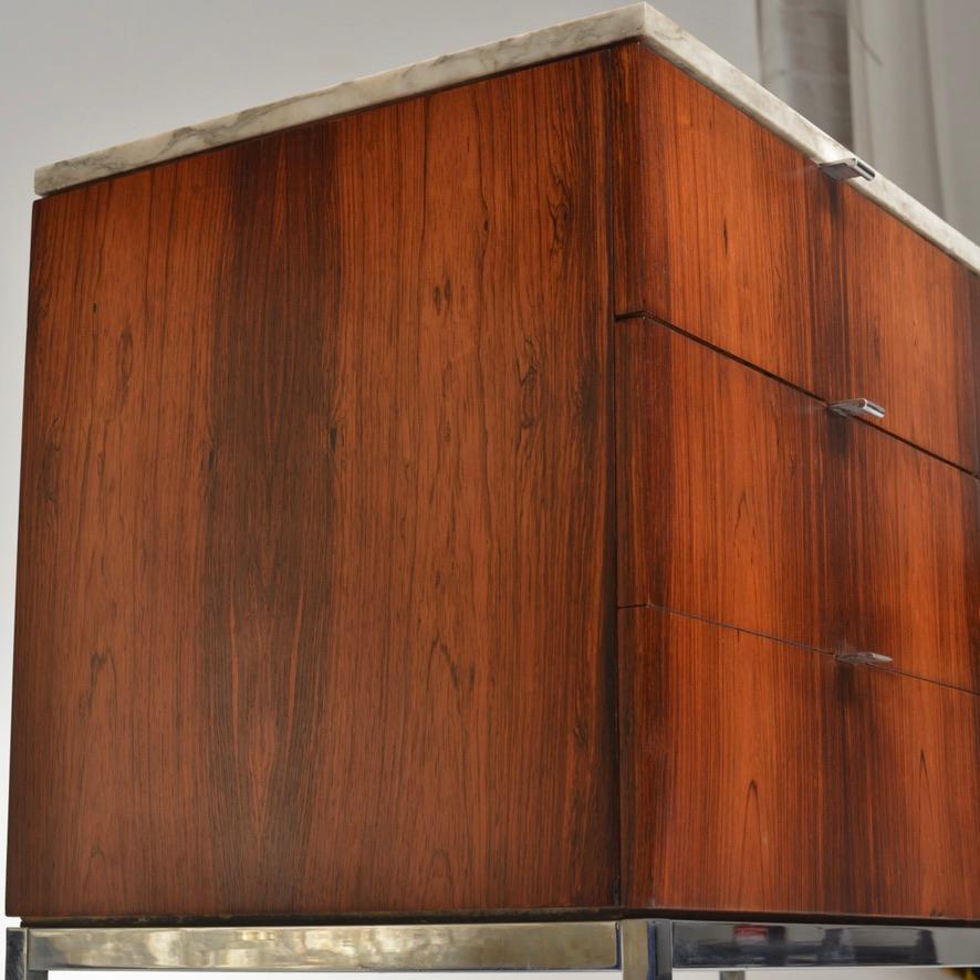 Mid-20th Century Restored Rosewood Credenza with Calacatta Marble Top by Florence Knoll