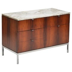 Restored Rosewood Credenza with Calacatta Marble Top by Florence Knoll