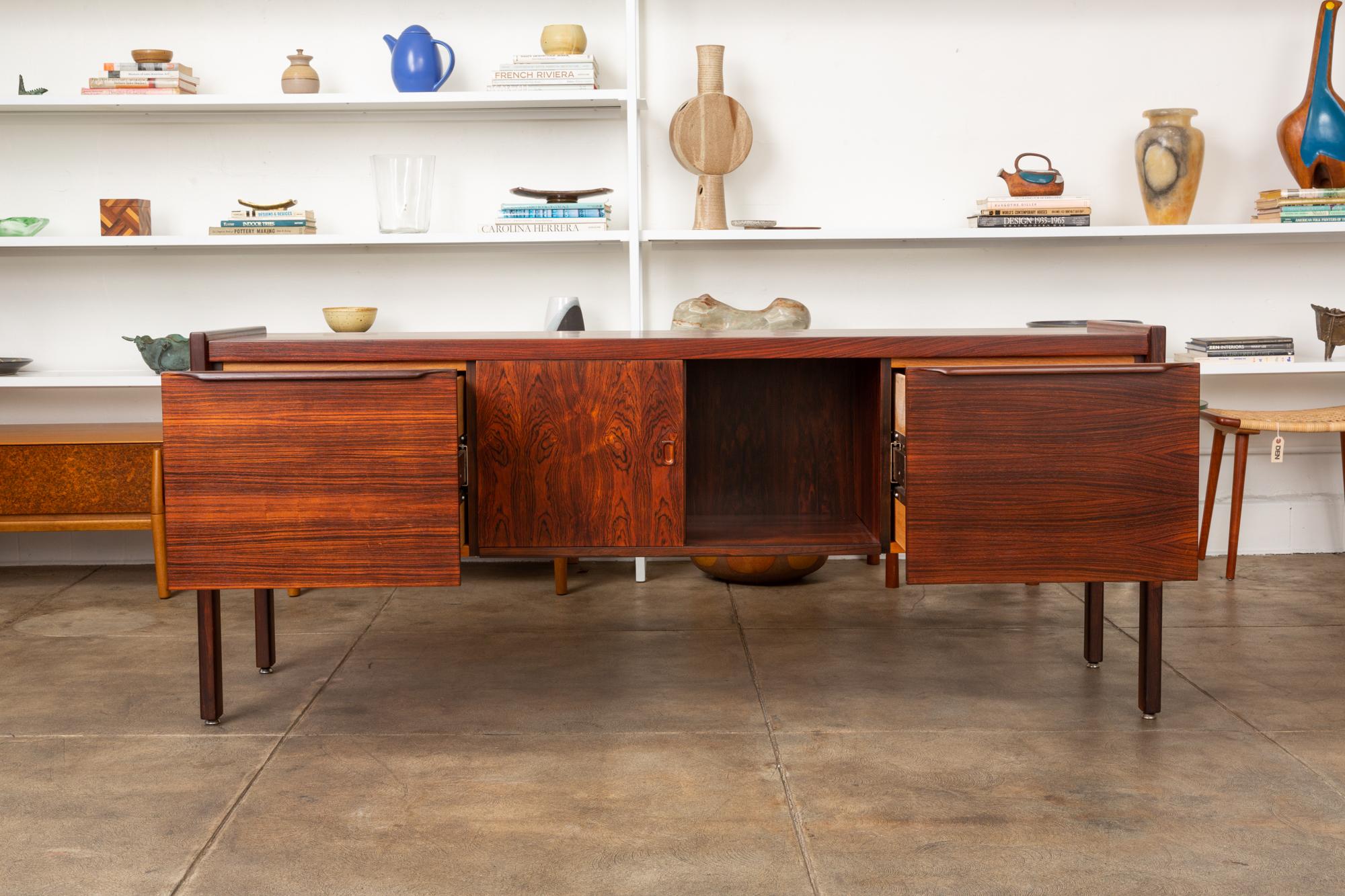 Rosewood Credenza with File Drawers In Excellent Condition In Los Angeles, CA