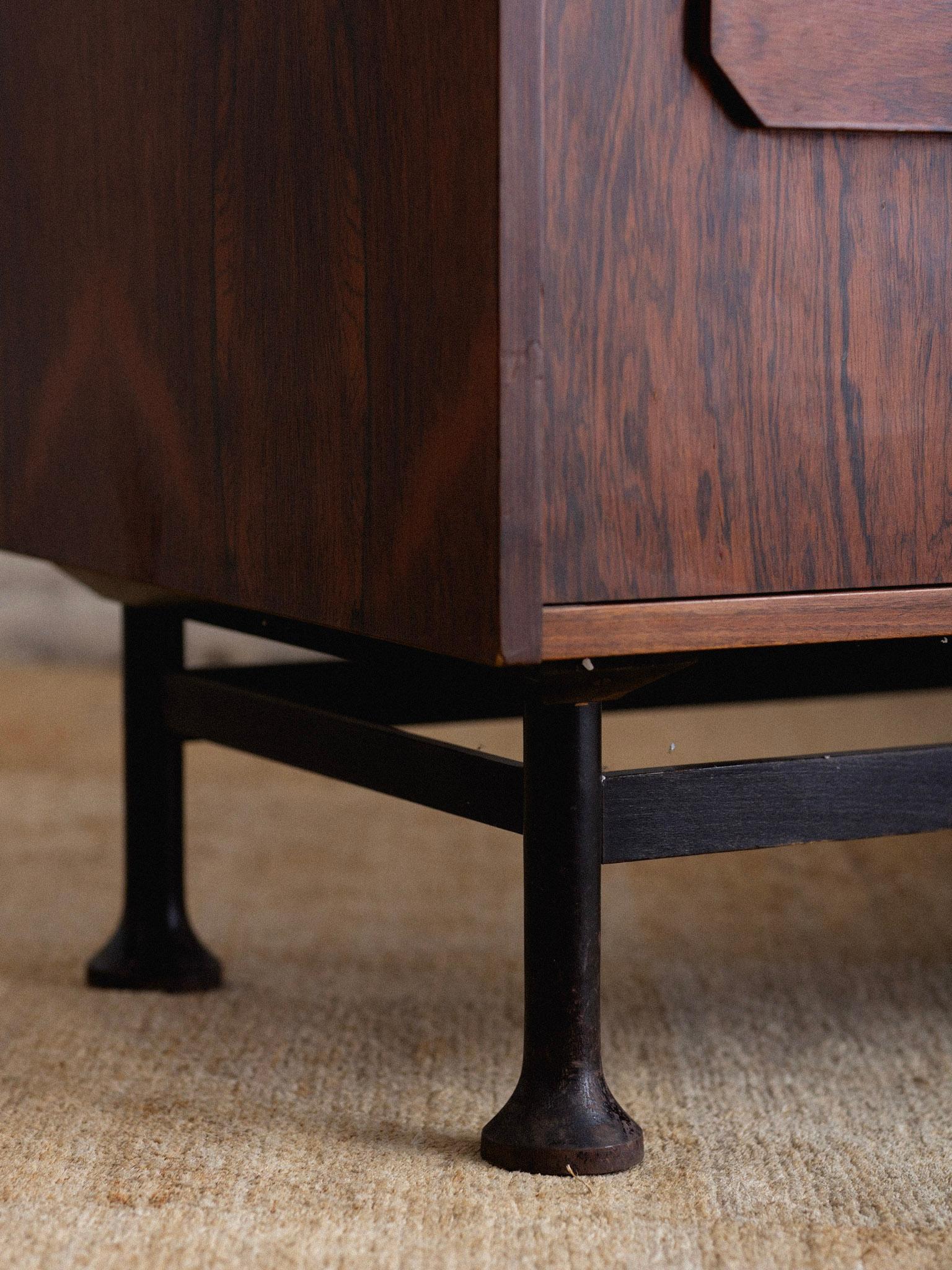 Rosewood Credenza With Iron Base & Brass Hardware 4