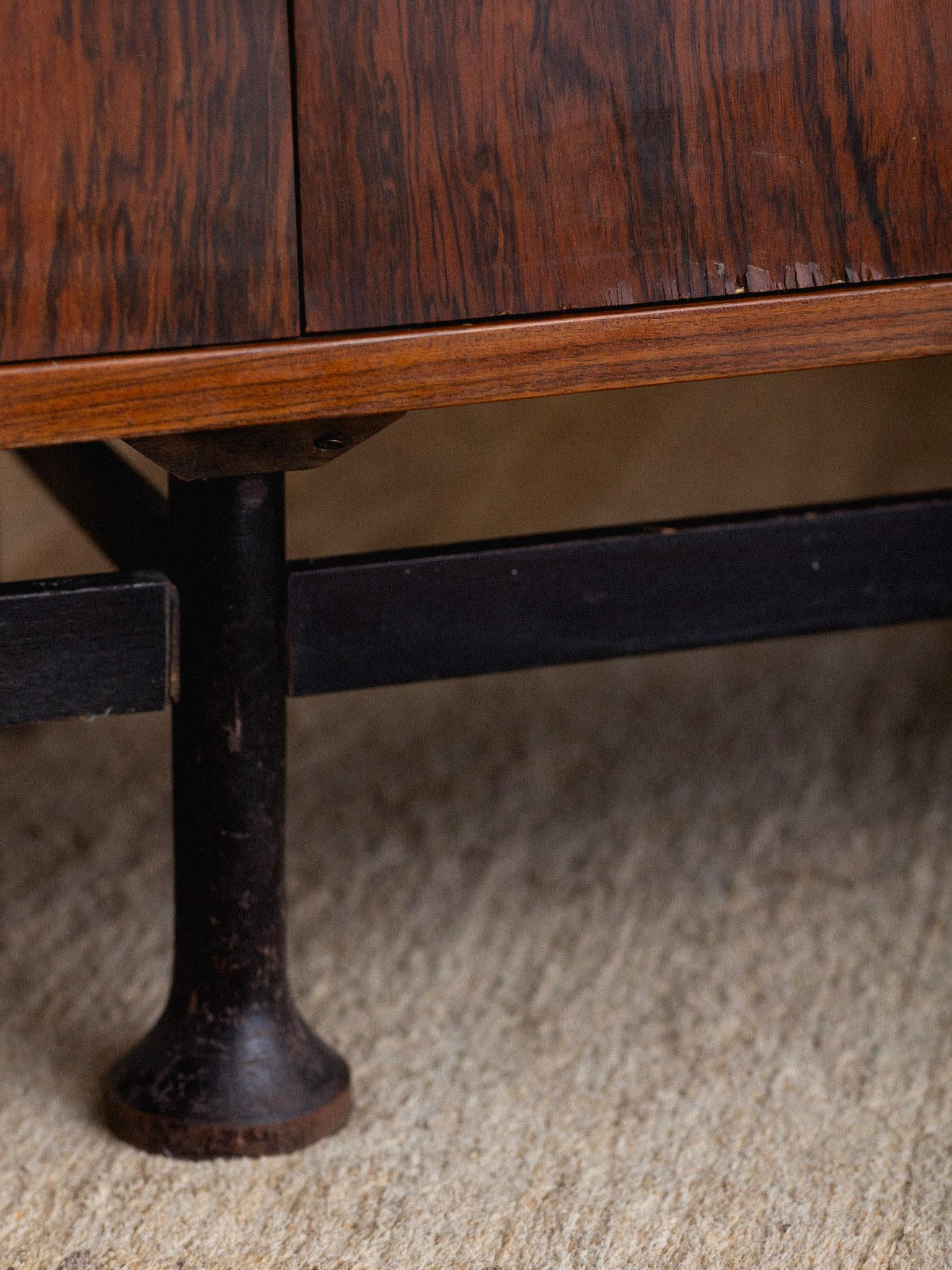 Rosewood Credenza With Iron Base & Brass Hardware 11