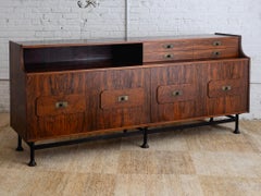 Rosewood Credenza With Iron Base & Brass Hardware