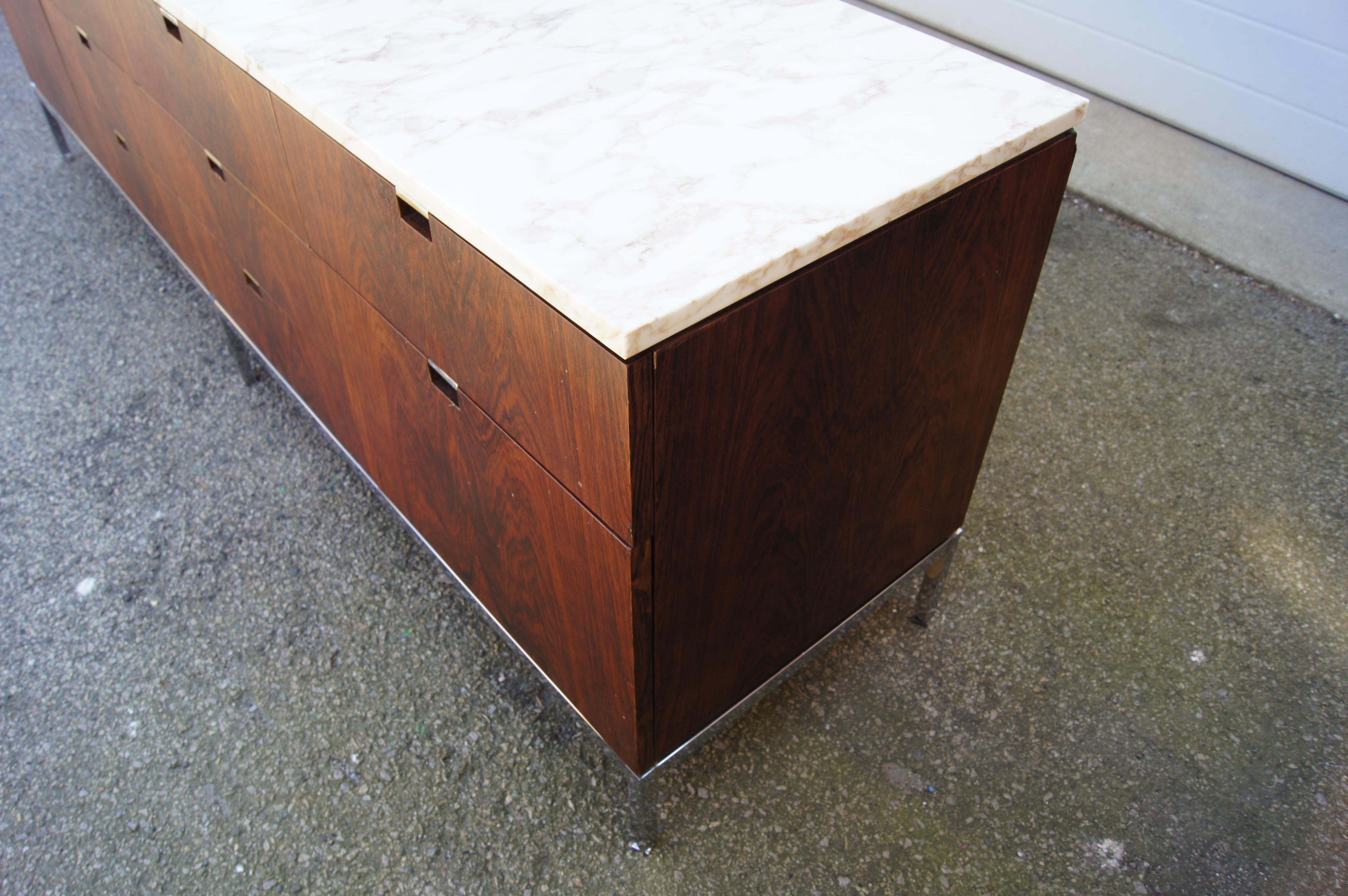 American Rosewood Credenza with Marble Top by Florence Knoll For Sale