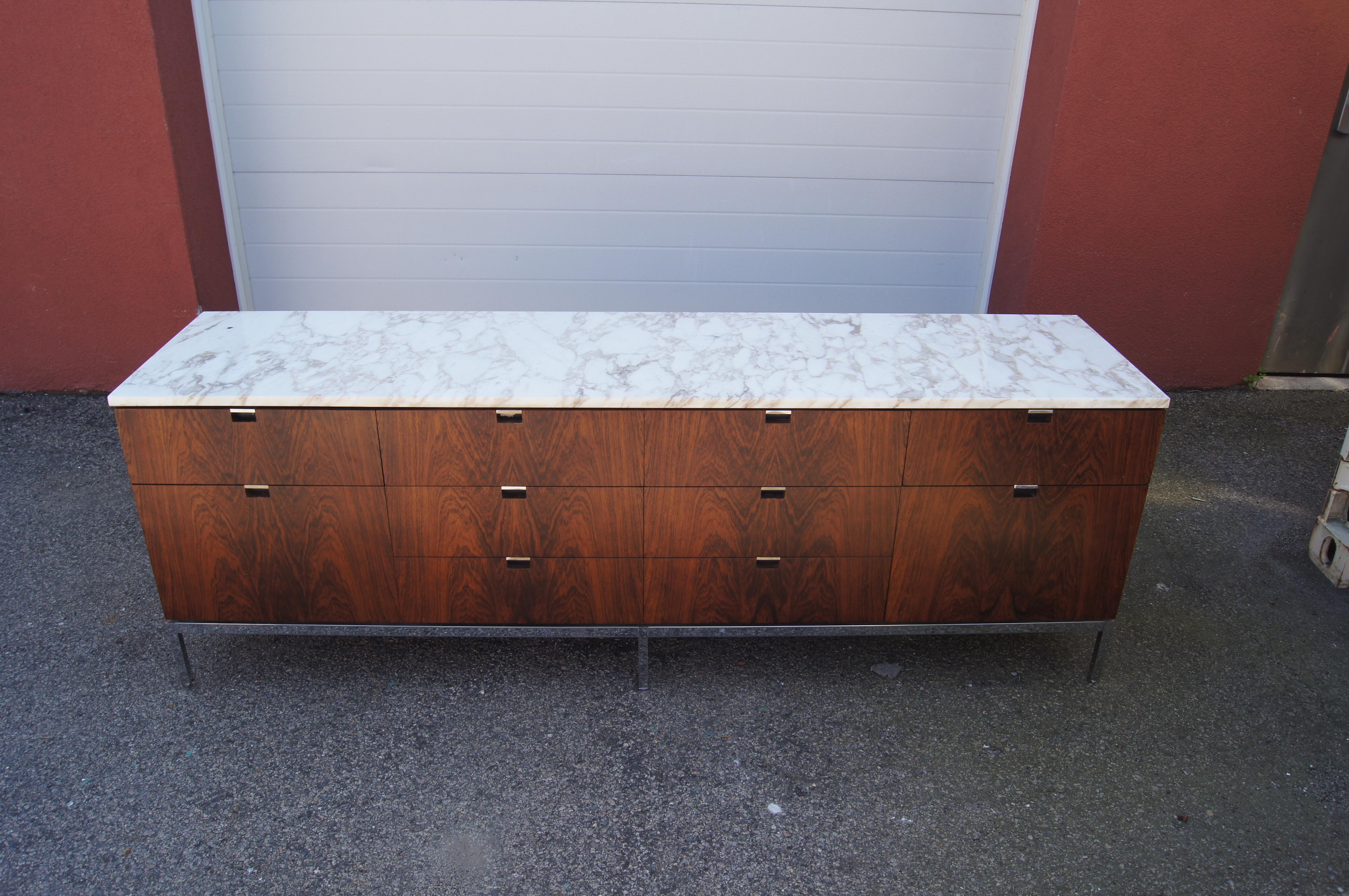 Late 20th Century Rosewood Credenza with Marble Top by Florence Knoll For Sale
