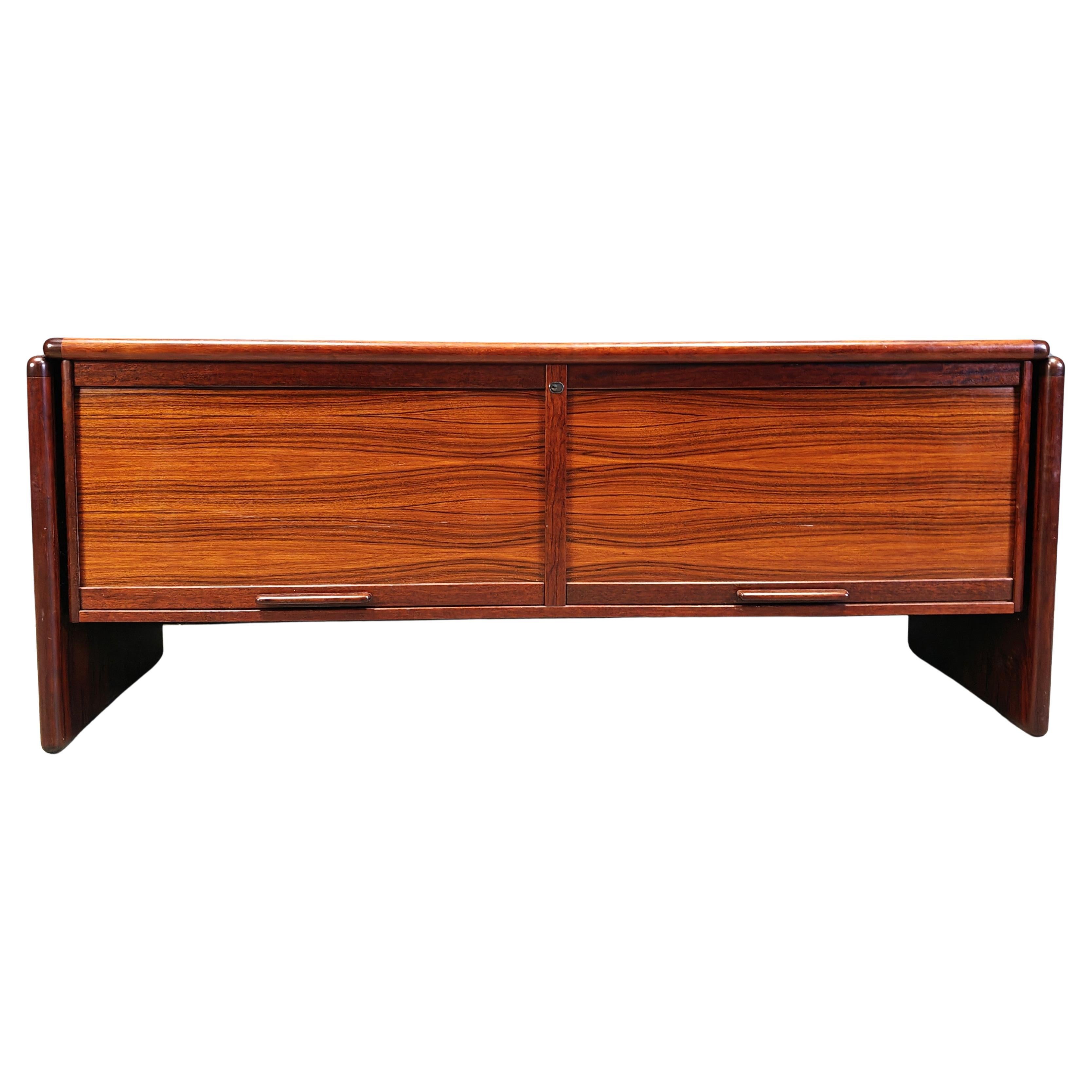 Rosewood Credenza With Vertical Tambour Doors by Dyrlund, 1960s
