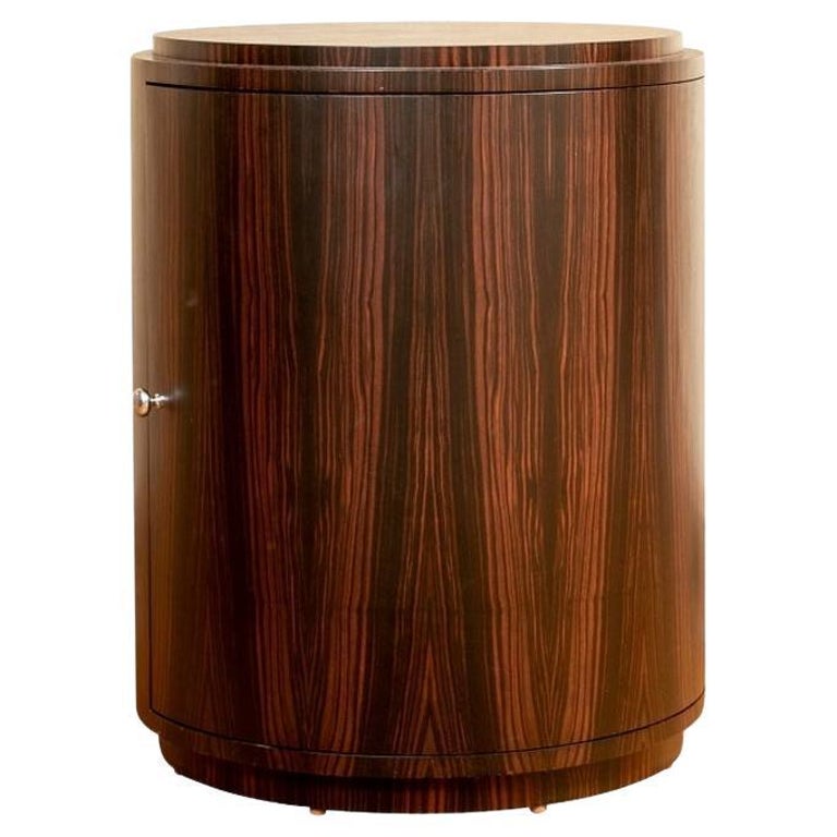 Rosewood Custom Art Deco Style Cylindrical Bar Cabinet  For Sale
