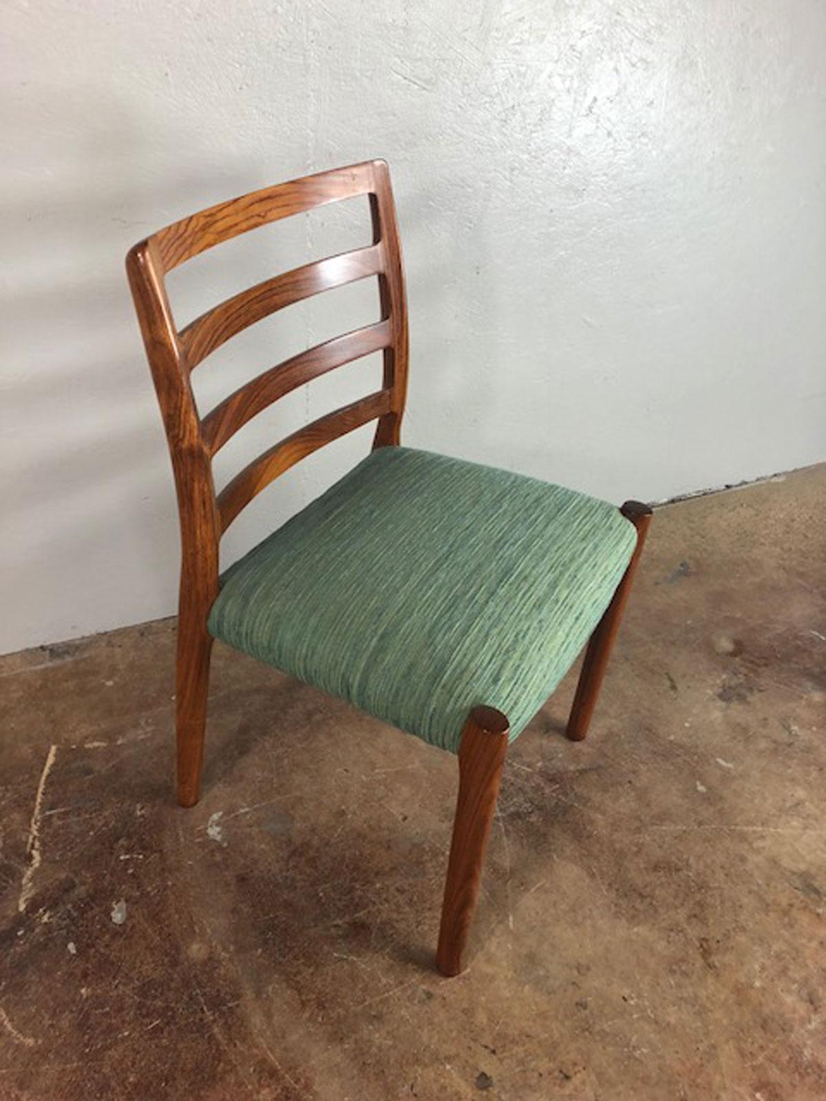 Upholstery Rosewood Danish Dining Chair For Sale