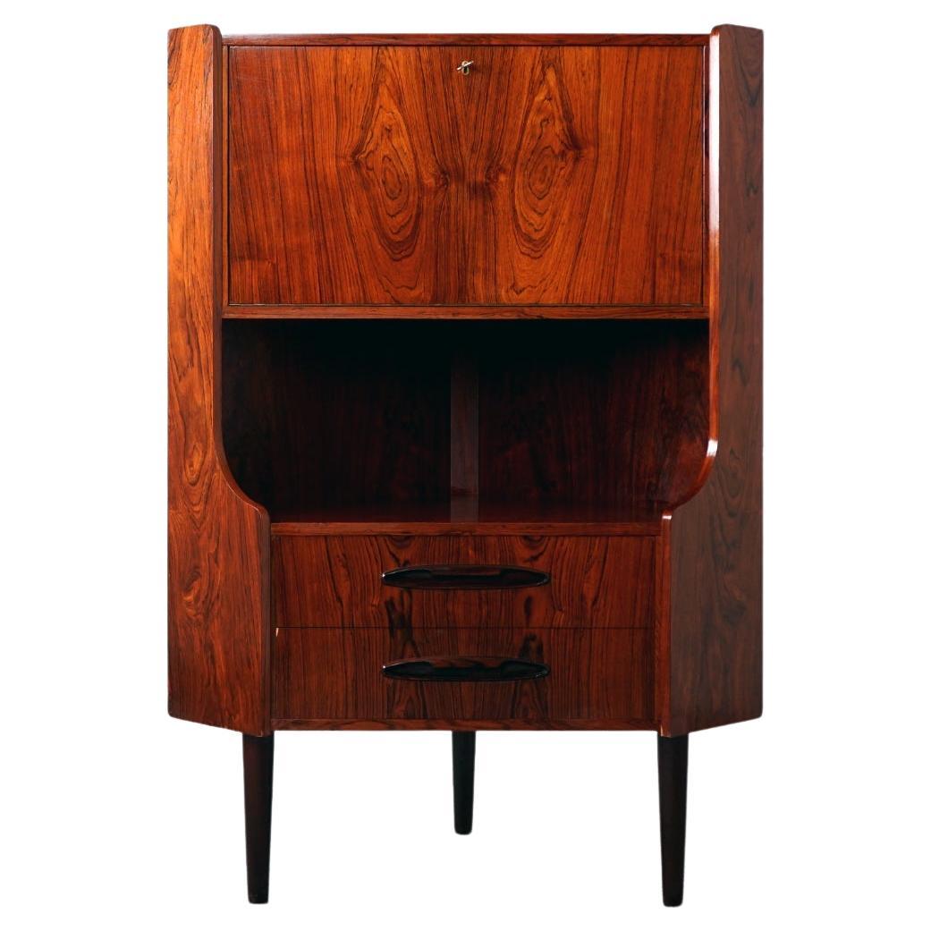 Rosewood Danish Mid Century Corner Cabinet