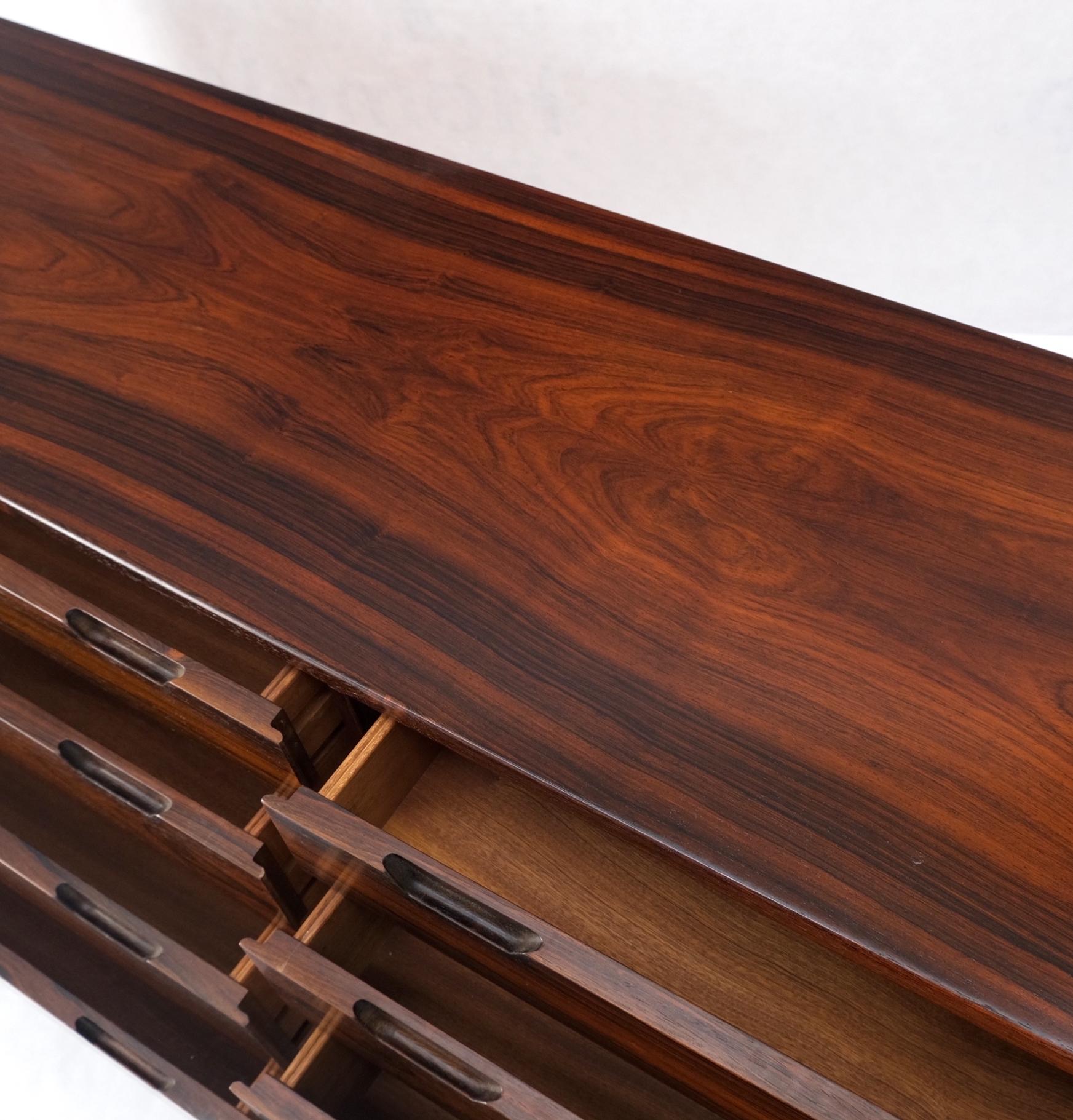 Rosewood Danish Mid-Century Modern 8 Drawers Credenza Recessed Handles