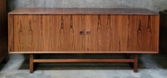 Rosewood Danish Modern Credenza Tambour Doors
