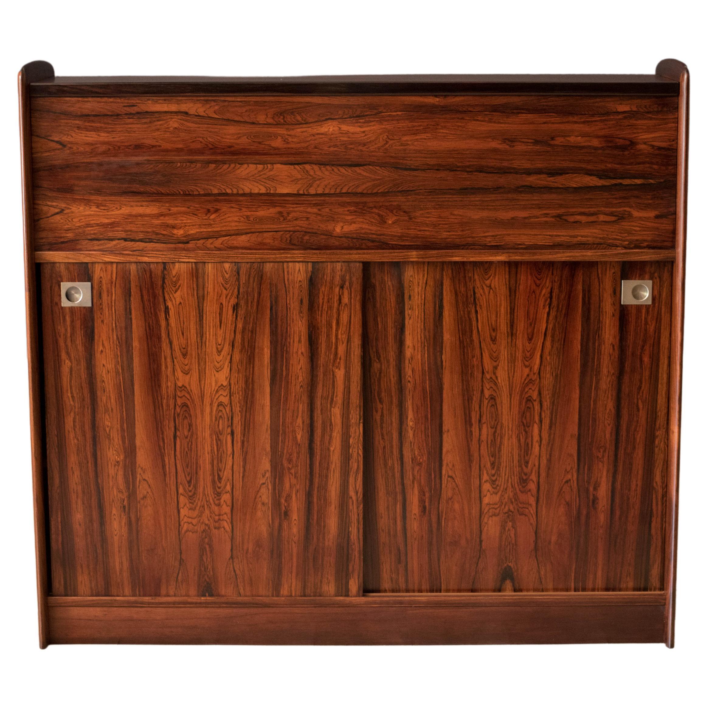 Rosewood Danish Modern Dry Bar Credenza Cabinet For Sale