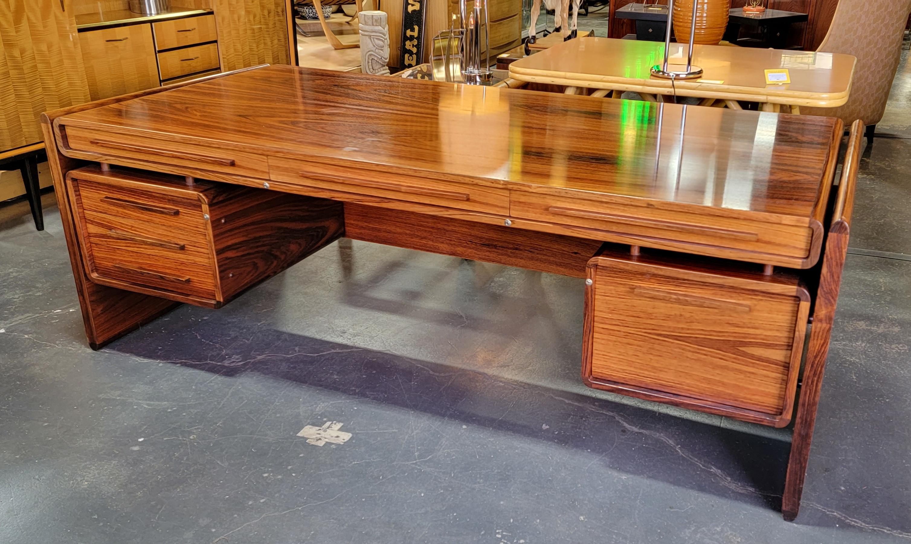 Rosewood Danish Modern Executive Desk by Drylund 7