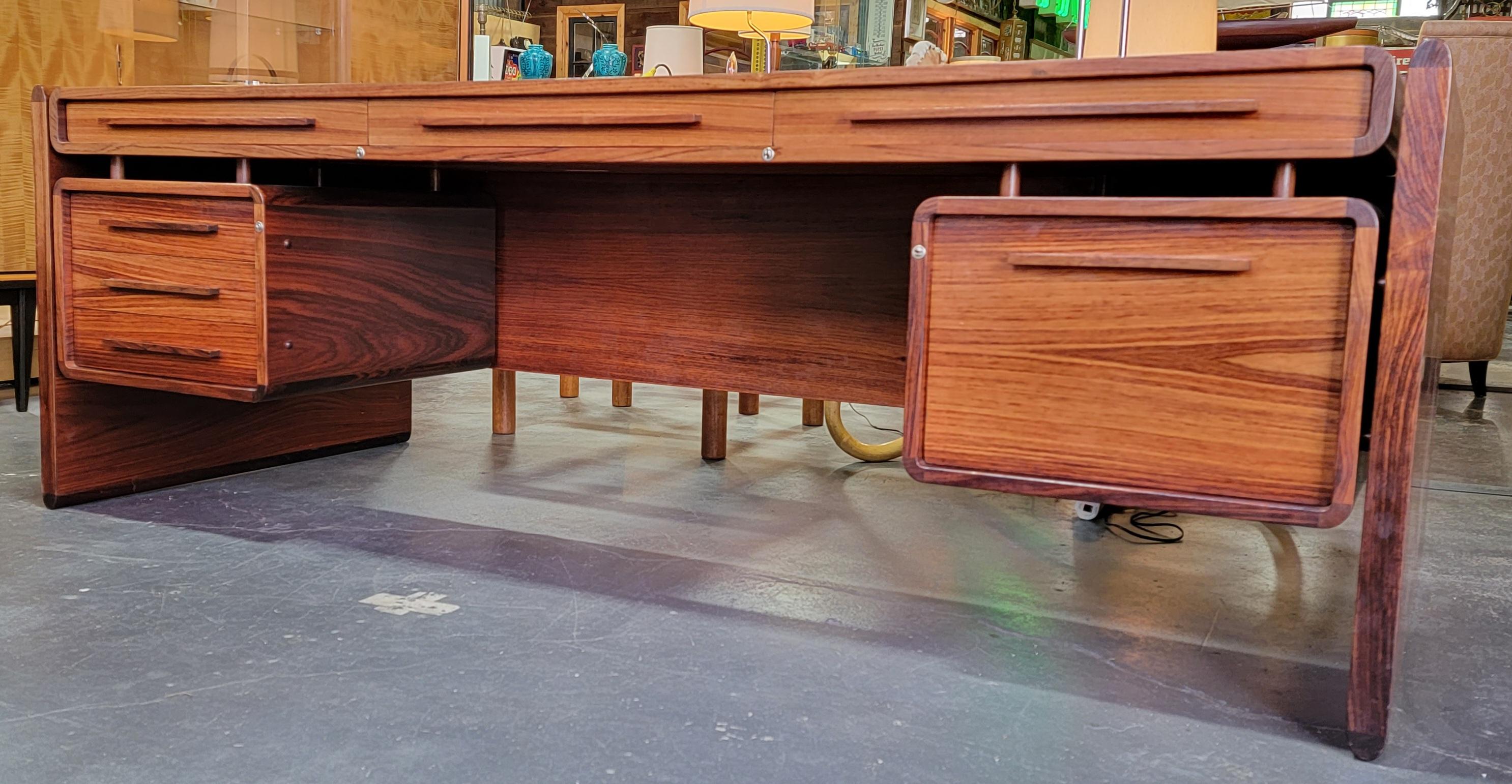 Rosewood Danish Modern Executive Desk by Drylund 10