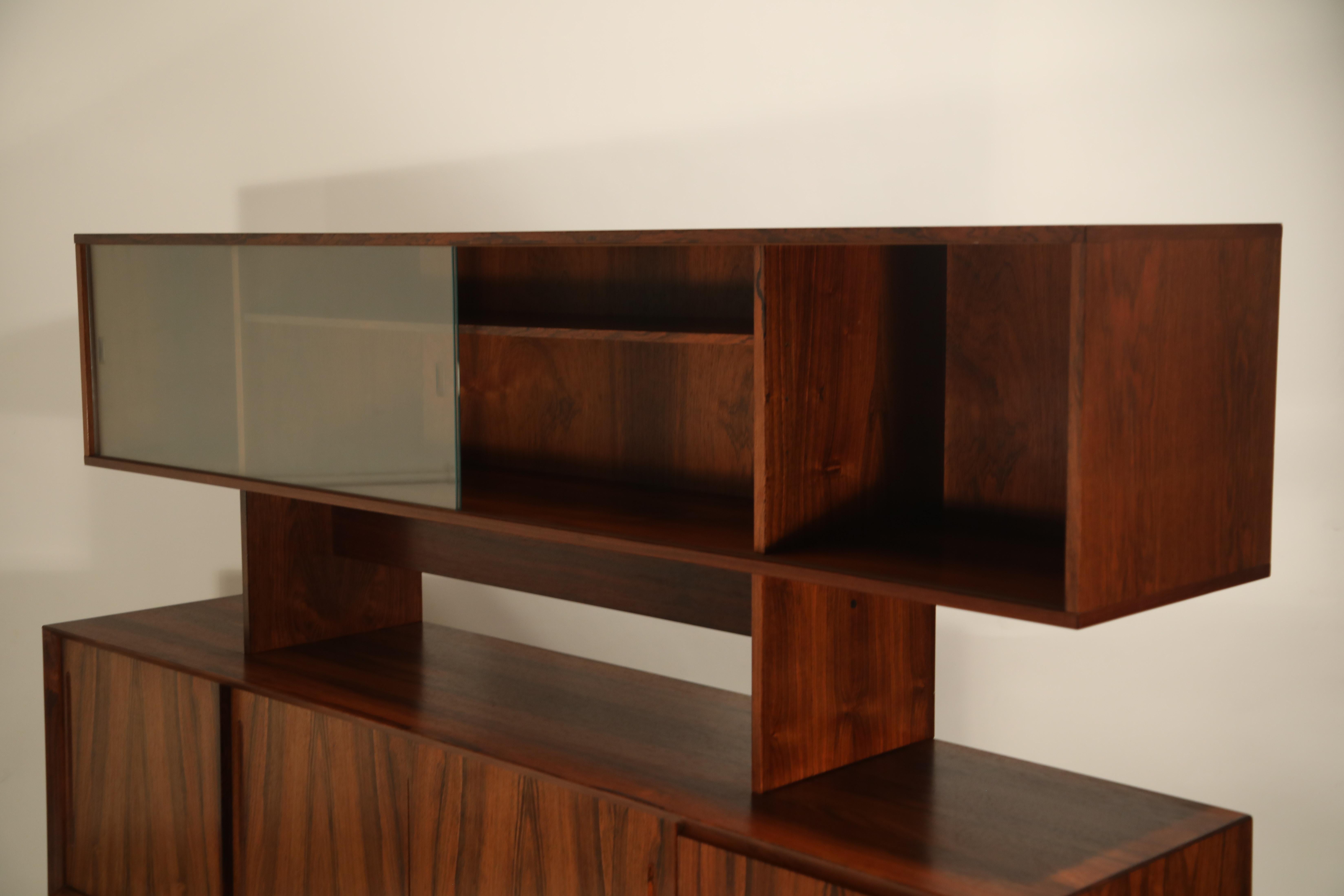 Rosewood Danish Modern Sideboard and Floating Hutch by Peter Lovig Nielsen 9