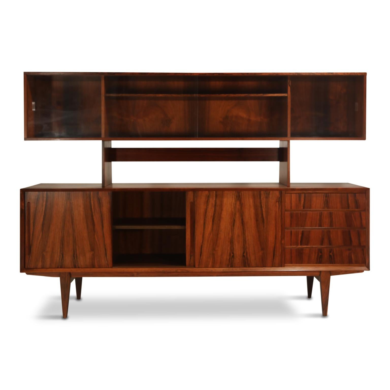 Scandinavian Modern Rosewood Danish Modern Sideboard and Floating Hutch by Peter Lovig Nielsen