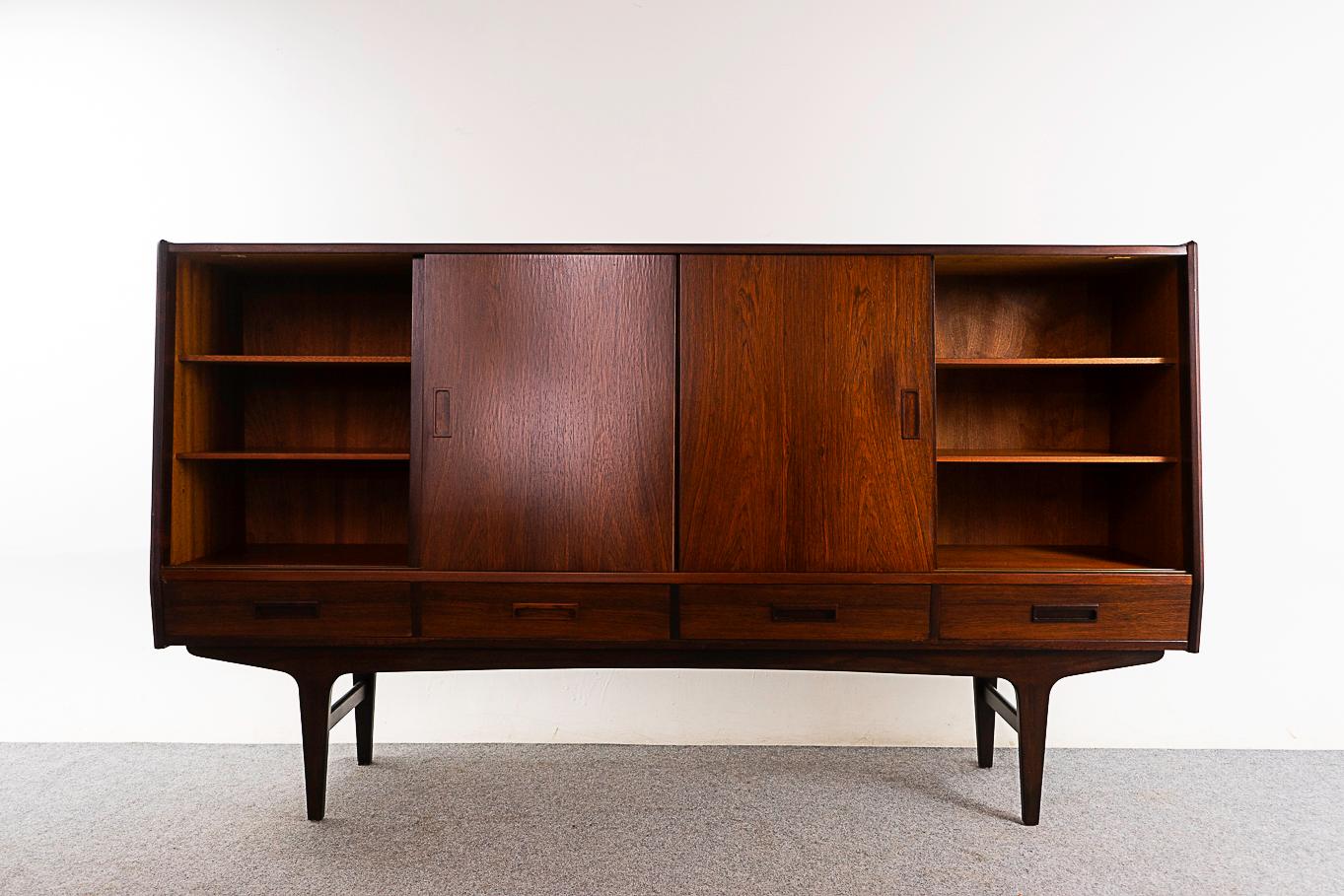 Veneer Rosewood Danish Modern Sideboard with Bar