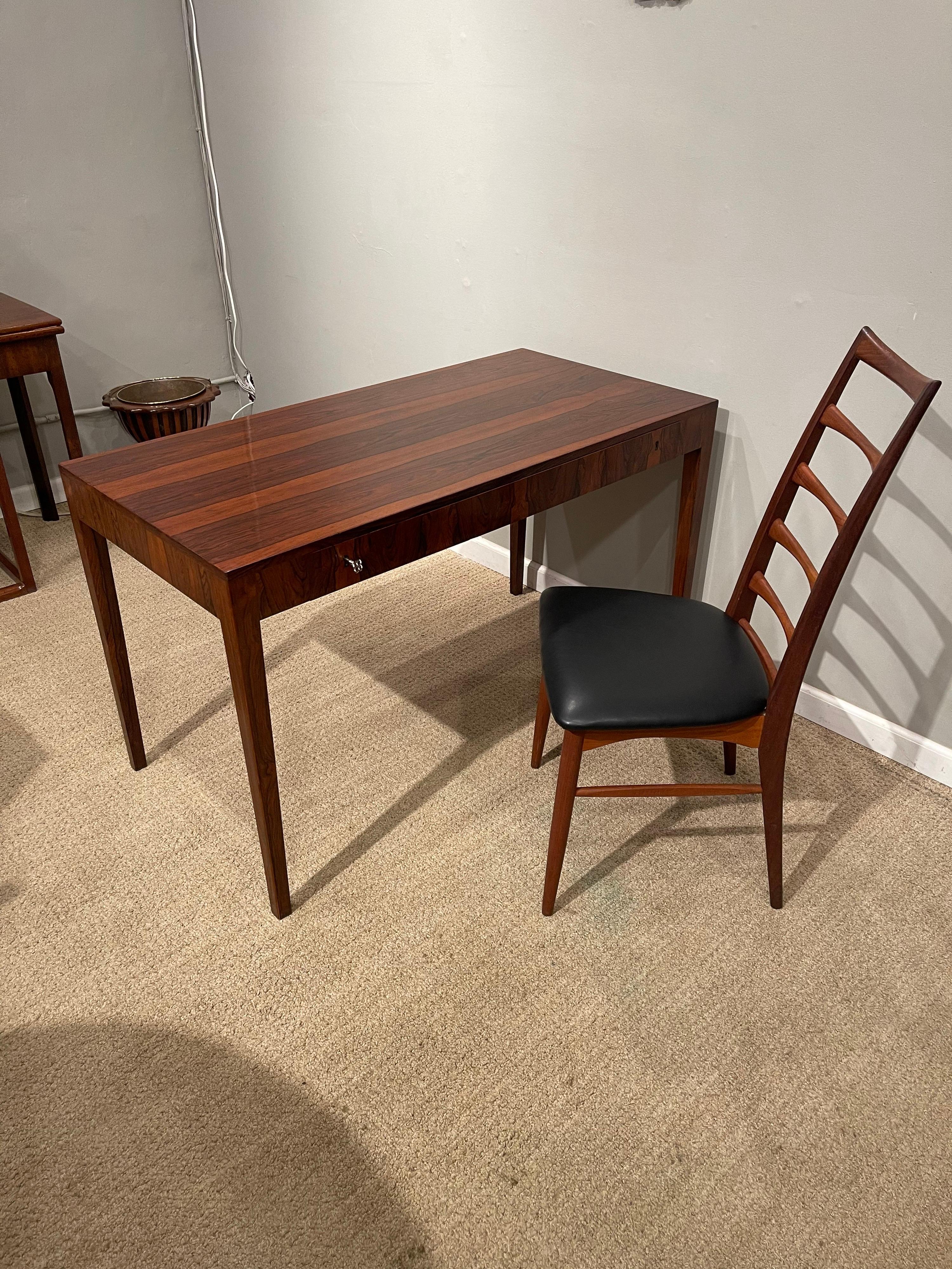 Rosewood Danish Modern Writing Table, by Riis Antonsen 8