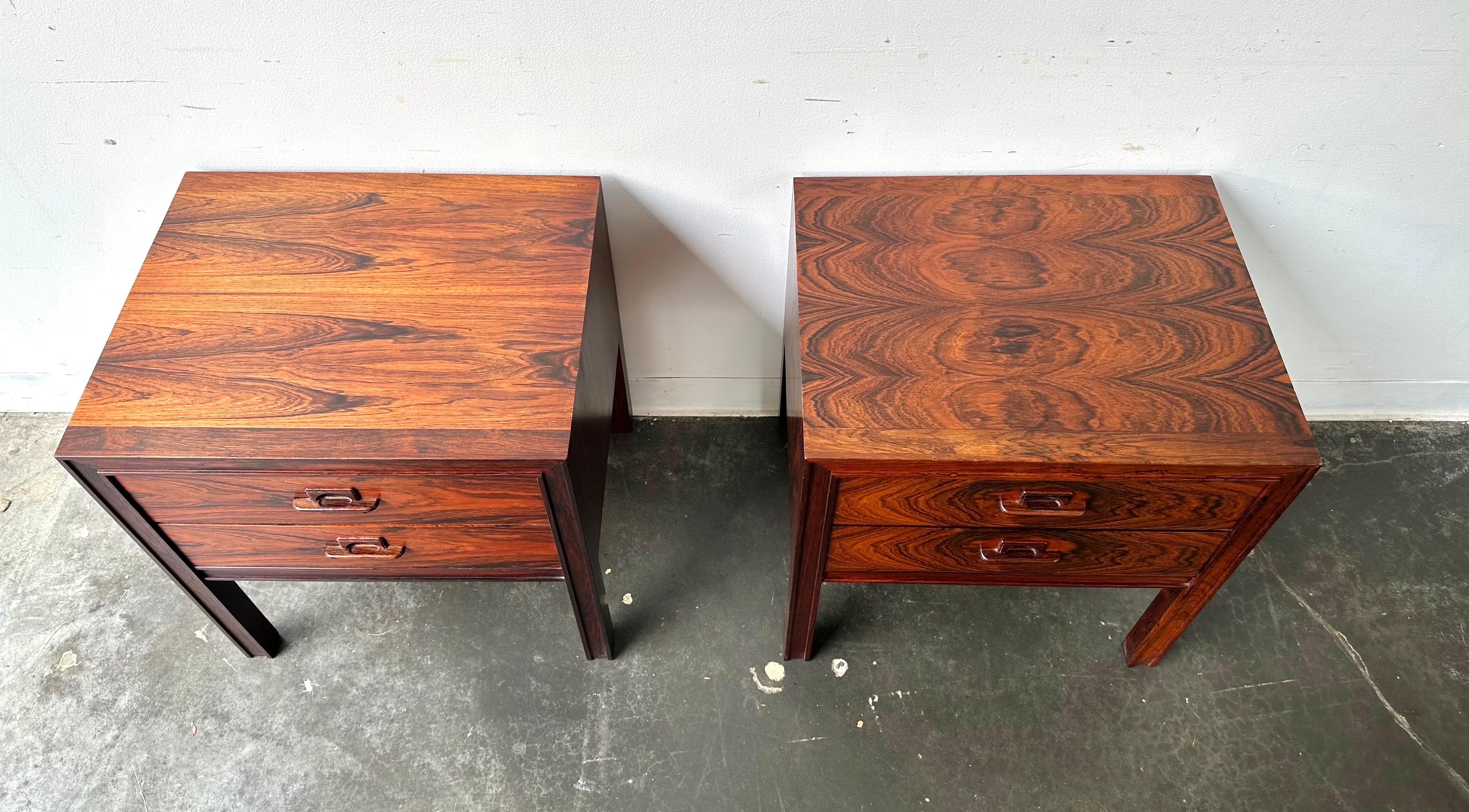 Woodwork Rosewood danish nightstands by Jorgen clausen 